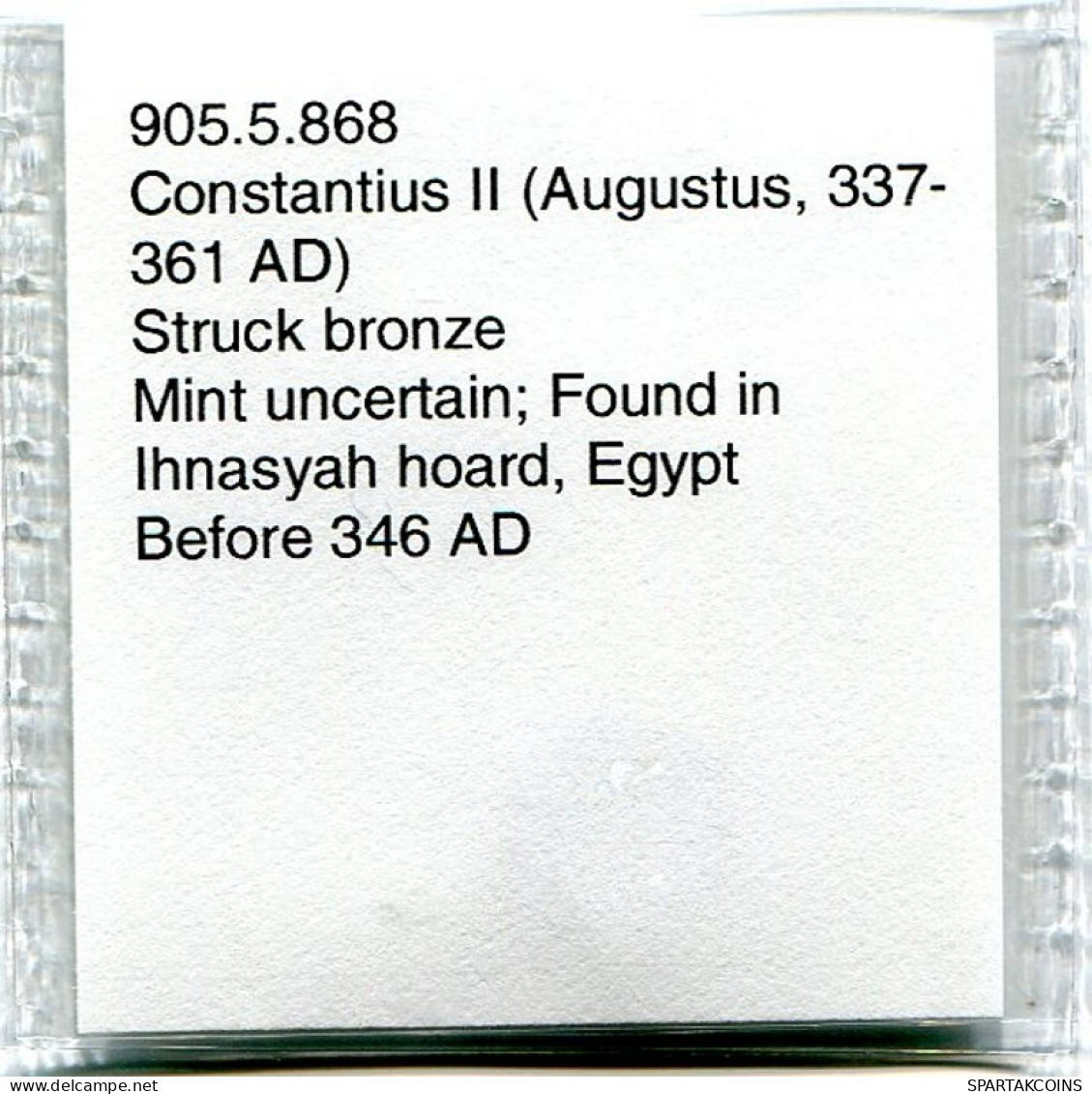 CONSTANTIUS II MINT UNCERTAIN FOUND IN IHNASYAH HOARD EGYPT #ANC10075.14.E.A - Der Christlischen Kaiser (307 / 363)