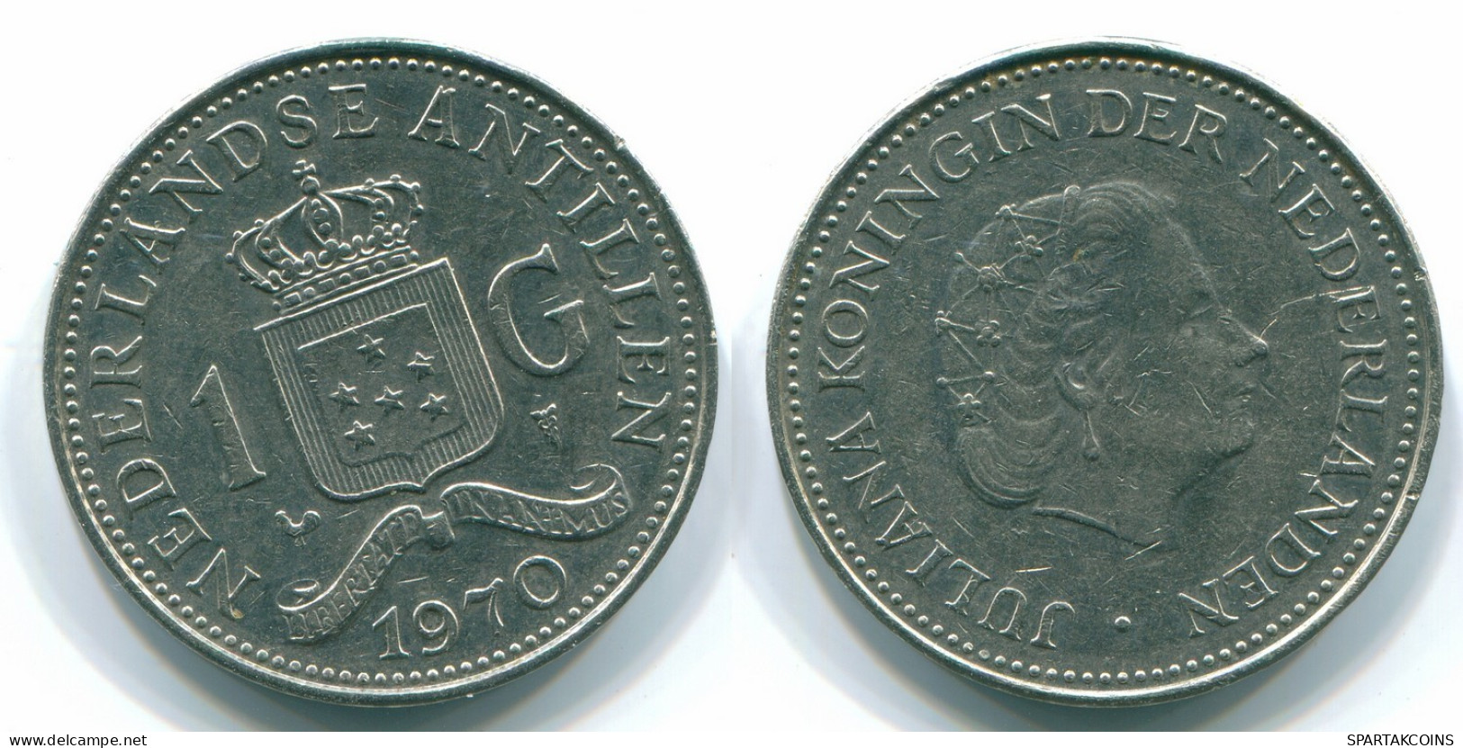 1 GULDEN 1970 NIEDERLÄNDISCHE ANTILLEN Nickel Koloniale Münze #S11899.D.A - Niederländische Antillen
