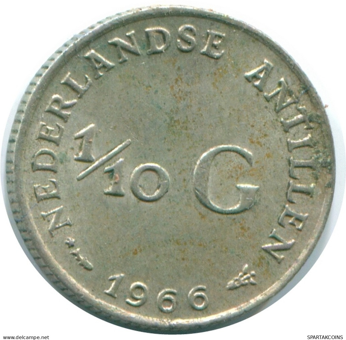 1/10 GULDEN 1966 ANTILLAS NEERLANDESAS PLATA Colonial Moneda #NL12849.3.E.A - Antilles Néerlandaises