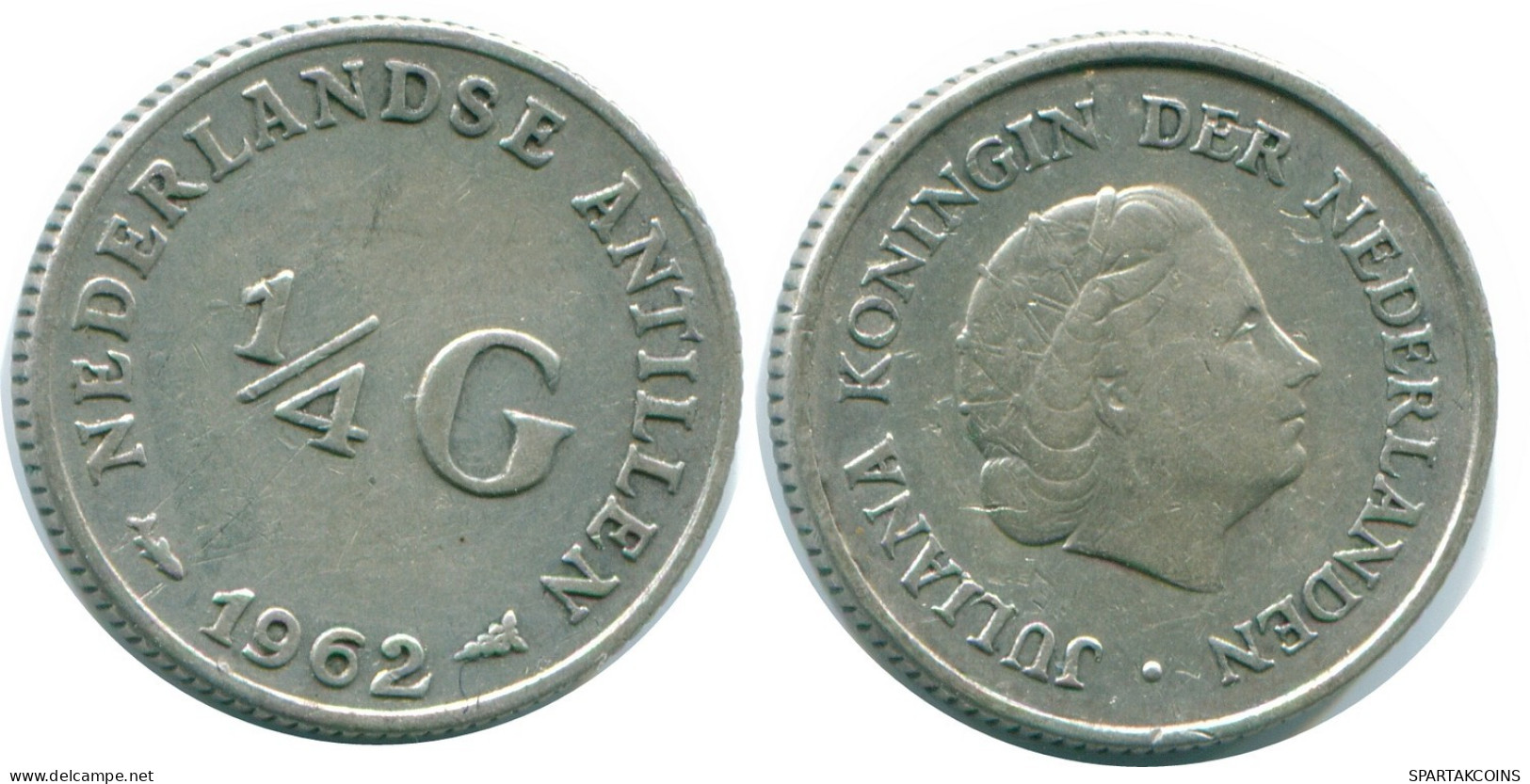 1/4 GULDEN 1962 NIEDERLÄNDISCHE ANTILLEN SILBER Koloniale Münze #NL11122.4.D.A - Niederländische Antillen