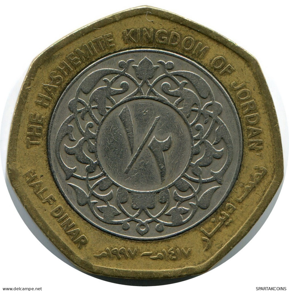 1/2 DINAR 1997 JORDAN BIMETALLIC Islamisch Münze #AR010.D.A - Jordanien