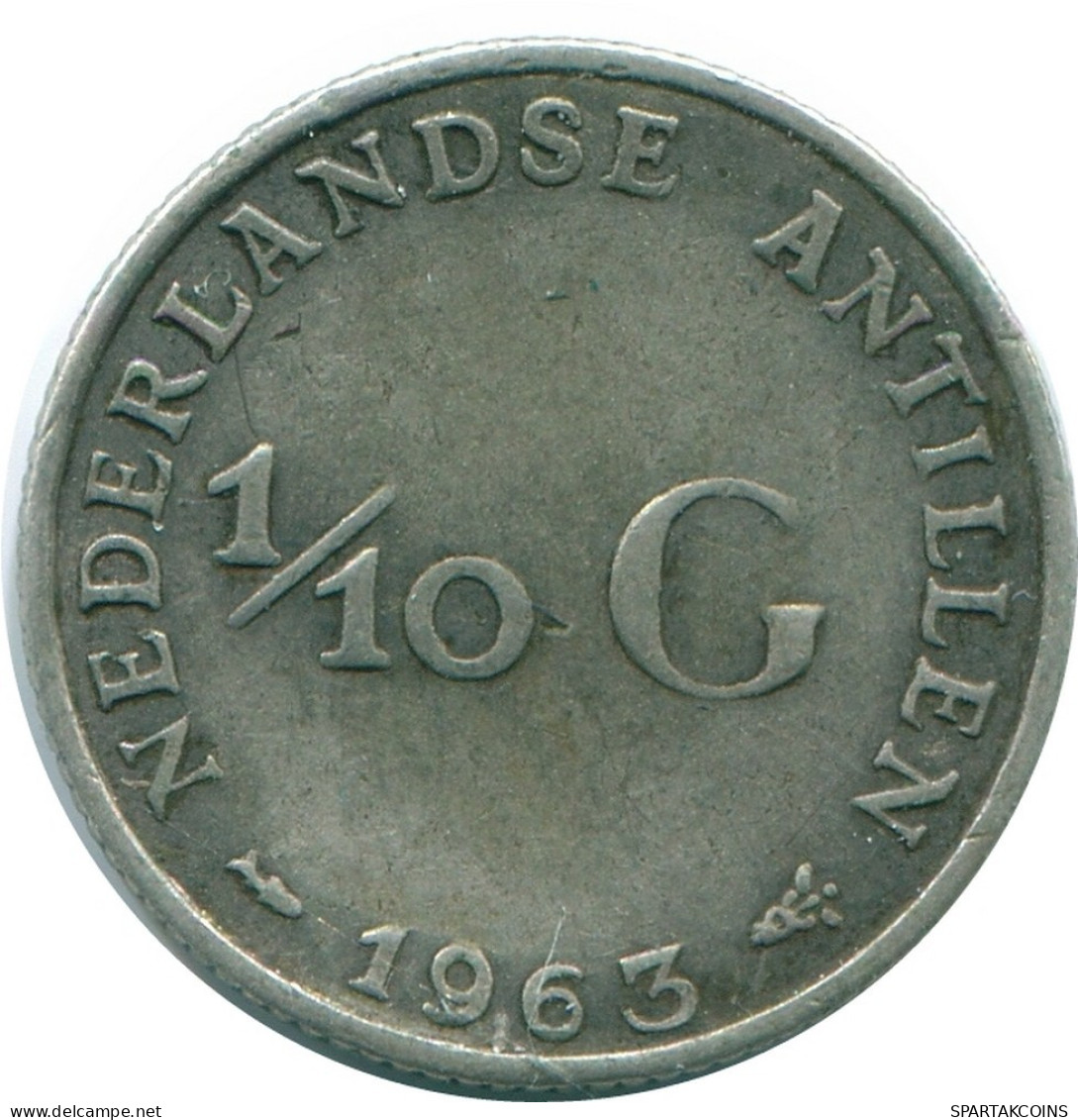 1/10 GULDEN 1963 ANTILLAS NEERLANDESAS PLATA Colonial Moneda #NL12649.3.E.A - Antillas Neerlandesas