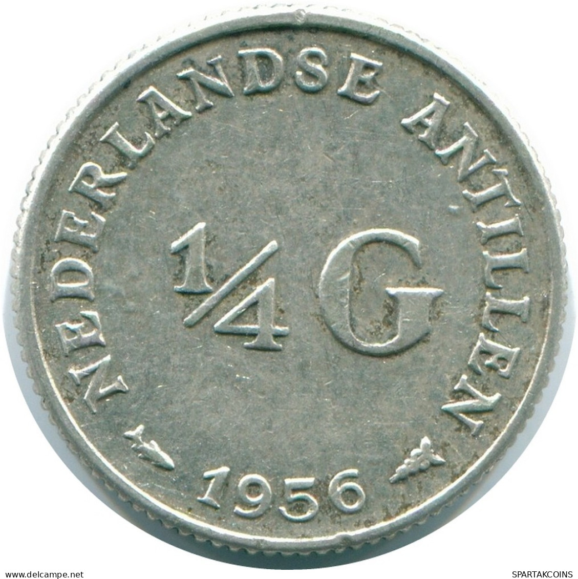 1/4 GULDEN 1956 ANTILLES NÉERLANDAISES ARGENT Colonial Pièce #NL10926.4.F.A - Antilles Néerlandaises