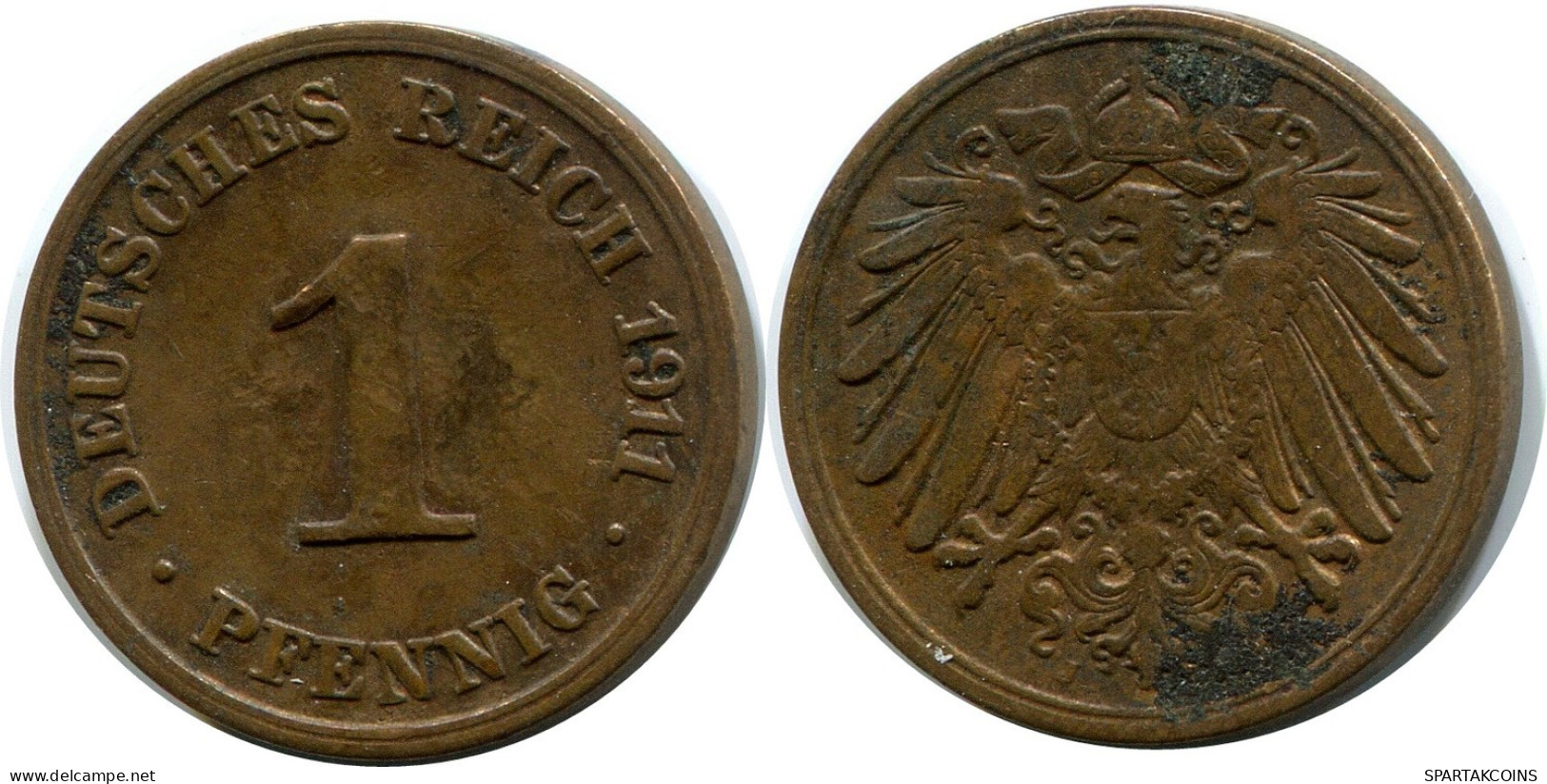 1 PFENNIG 1911 J ALLEMAGNE Pièce GERMANY #DB129.F.A - 1 Pfennig