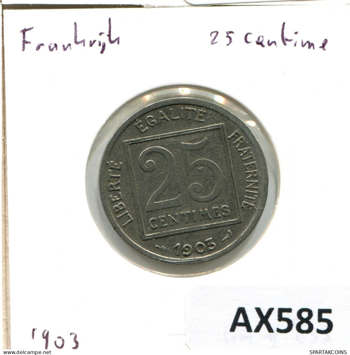 25 CENTIMES 1903 FRANCE Pièce #AX585.F.A - 25 Centimes