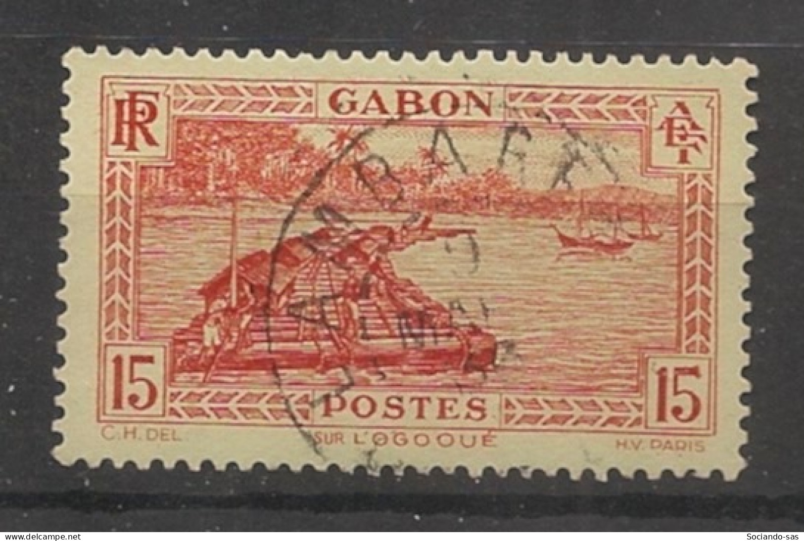 GABON - 1932-33 - N°YT. 130 - Fleuve Ogooué 15c Rouge Sur Vert - Oblitéré / Used - Used Stamps