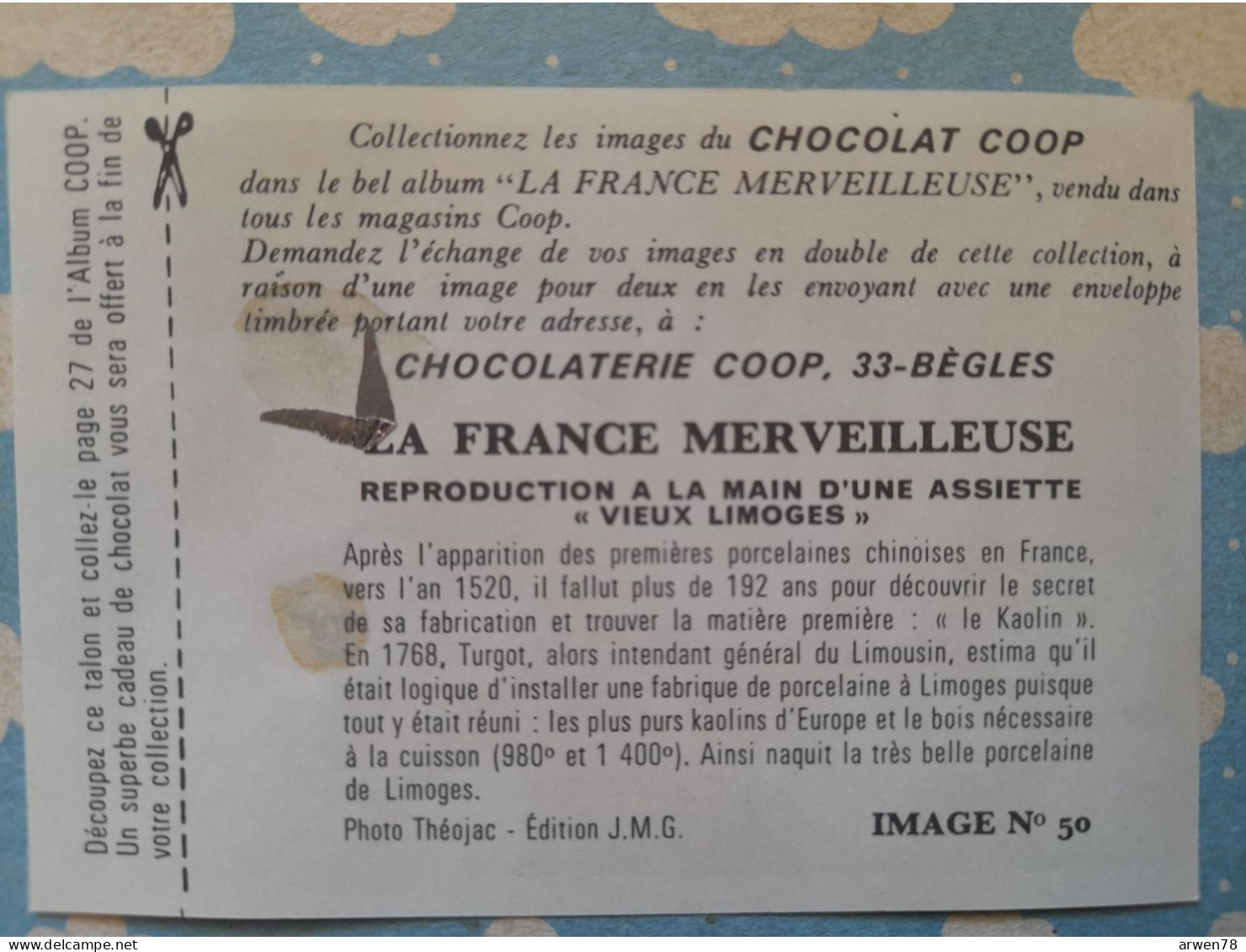 IMAGE COOP N° 50 REPRODUCTION A LA MAIN D'UNE ASSIETTE VIEUX LIMOGES - Autres & Non Classés