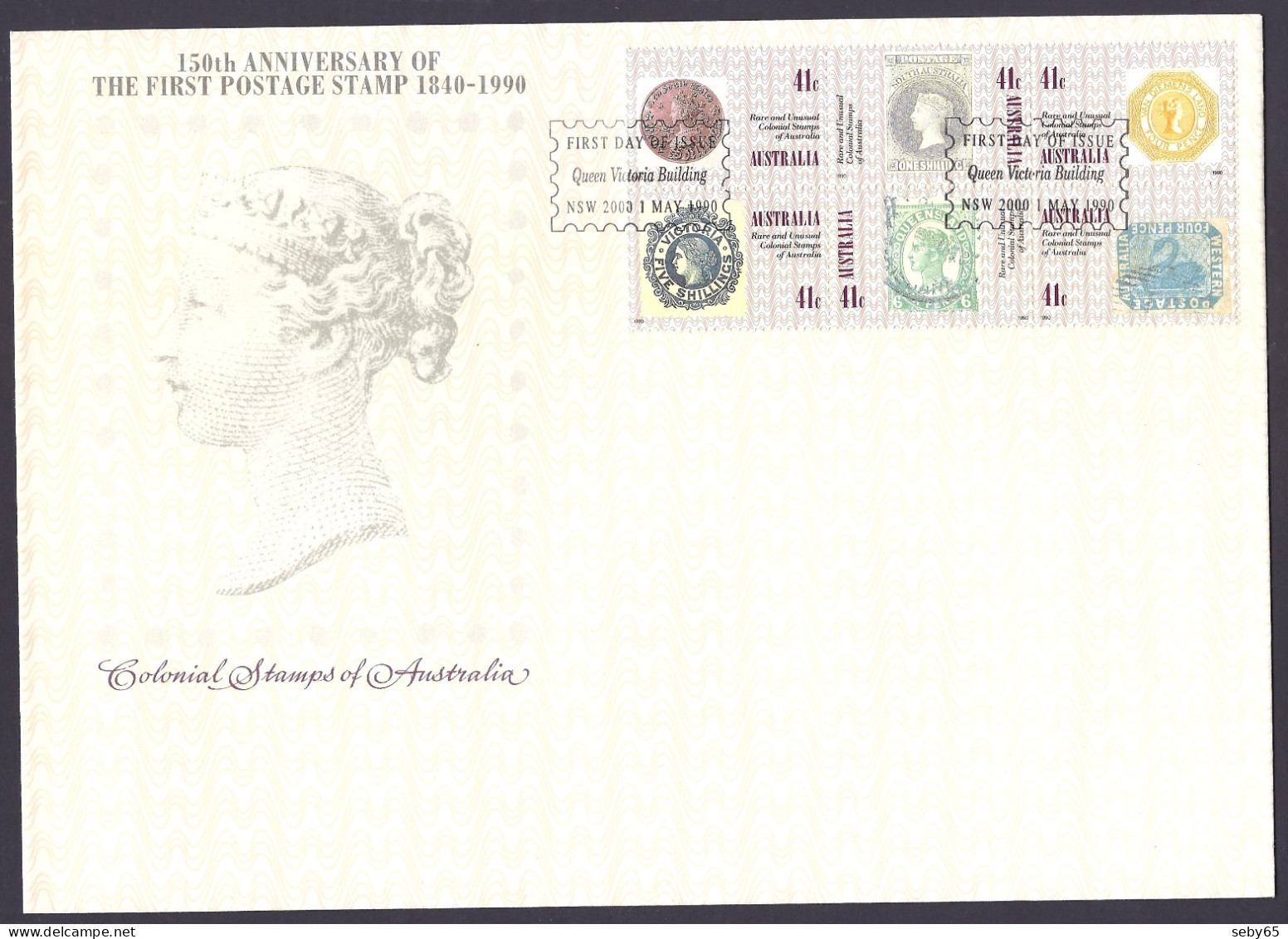 Australia 1990 - 150th Anniversary First Postage Stamp, Colonial Stamps, Rare And Unusual - FDC - Primo Giorno D'emissione (FDC)