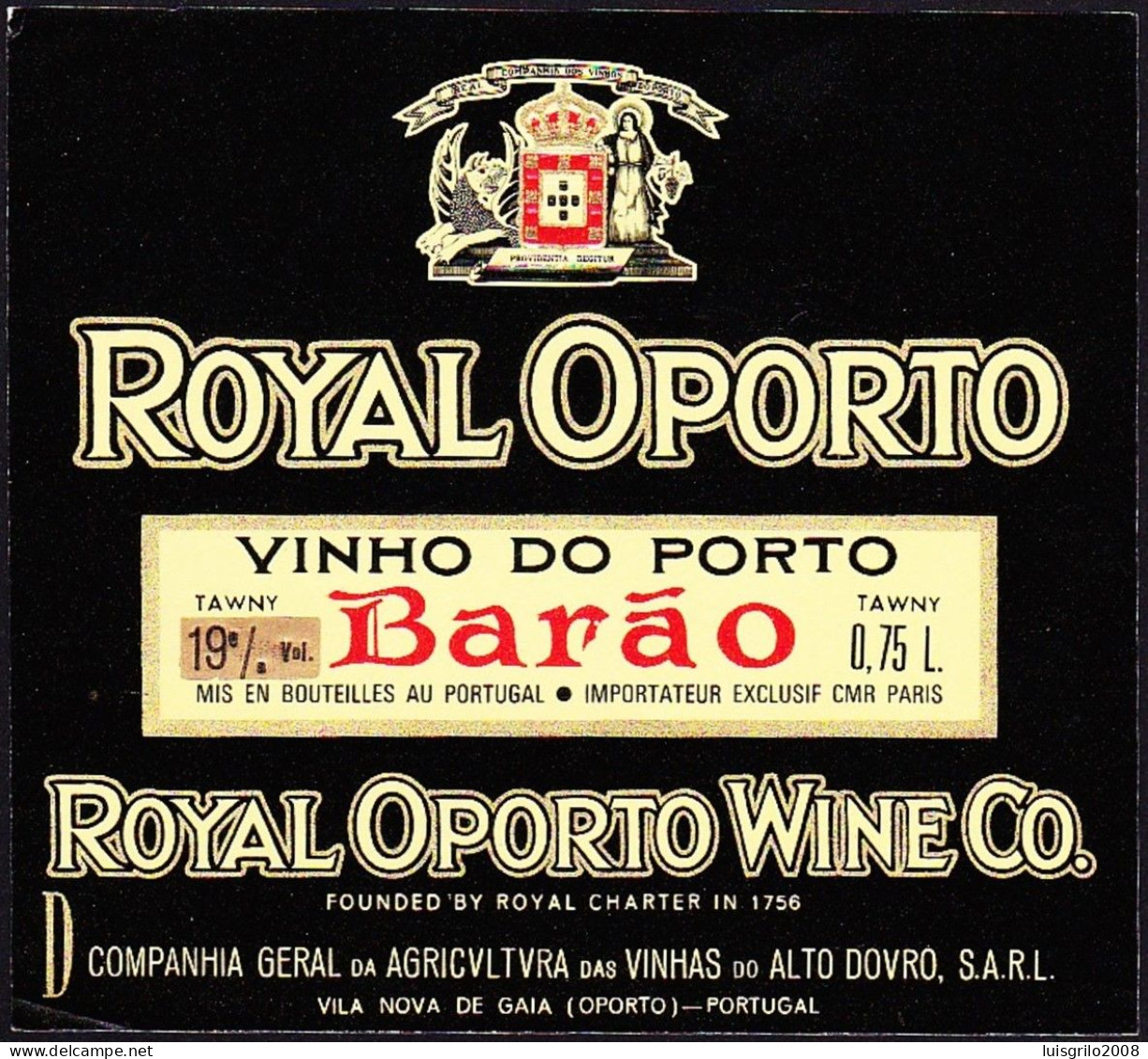 Port Wine Label, Portugal - Royal Oporto BARÃO Vinho Do Porto -|- Compª Vinhas Alto Douro. Vila Nova De Gaia, Oporto - Autres & Non Classés