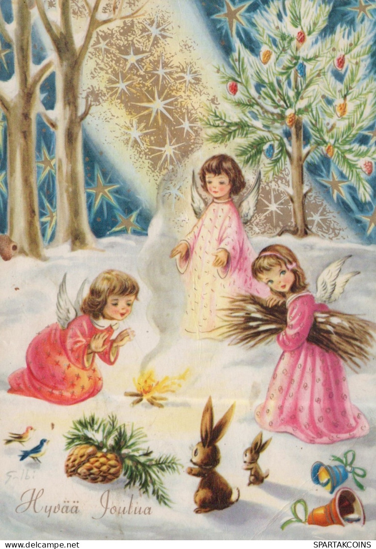 ANGELO Buon Anno Natale Vintage Cartolina CPSM #PAG985.A - Anges