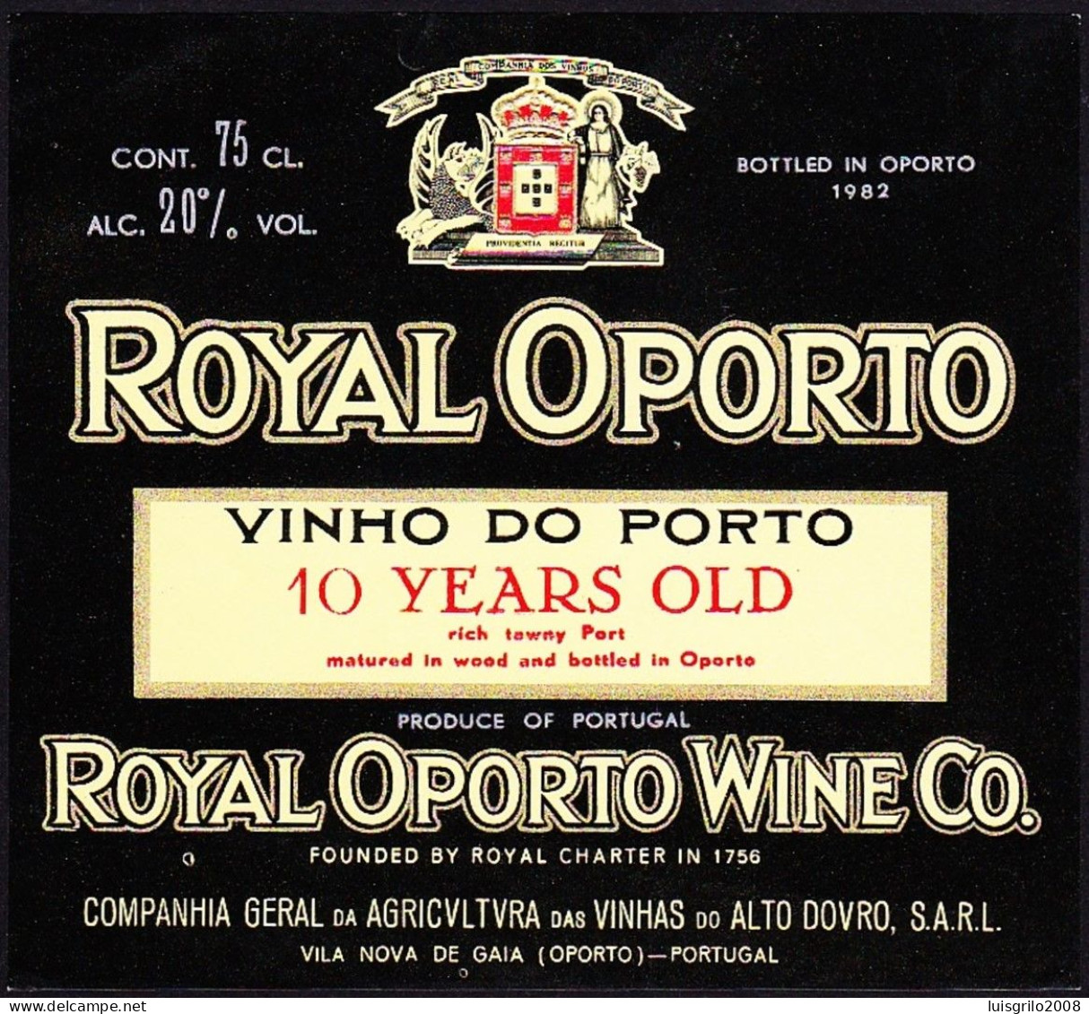 Port Wine Label, Portugal - Royal Oporto 10 YEARS OLD -|- Compª Vinhas Alto Douro. Vila Nova De Gaia, Oporto - Sonstige & Ohne Zuordnung