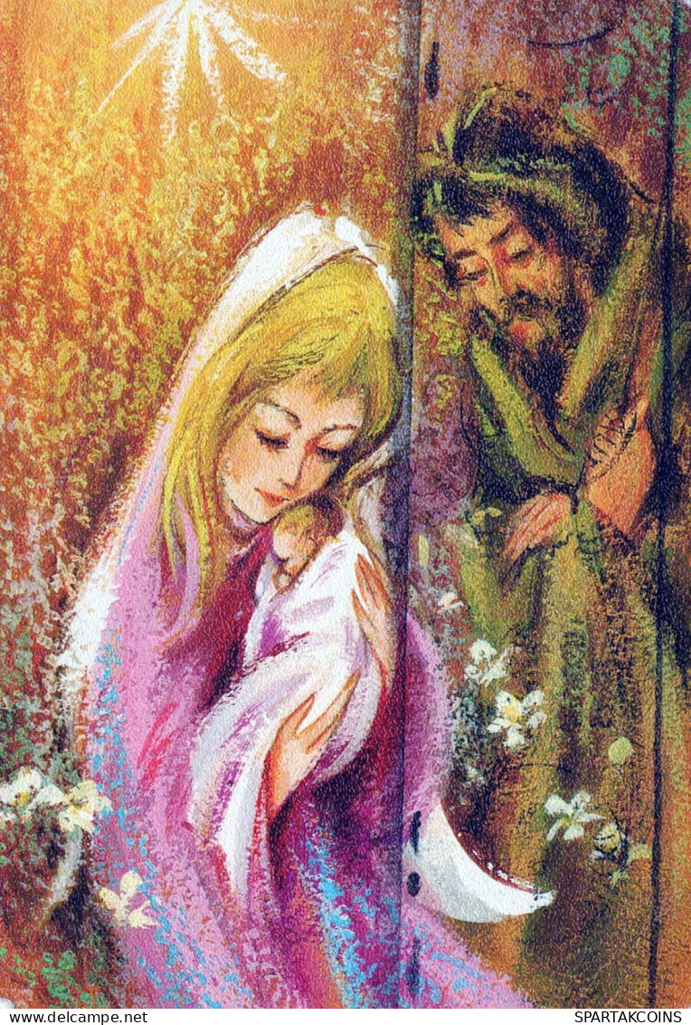 Vergine Maria Madonna Gesù Bambino Natale Religione Vintage Cartolina CPSM #PBB774.A - Virgen Mary & Madonnas