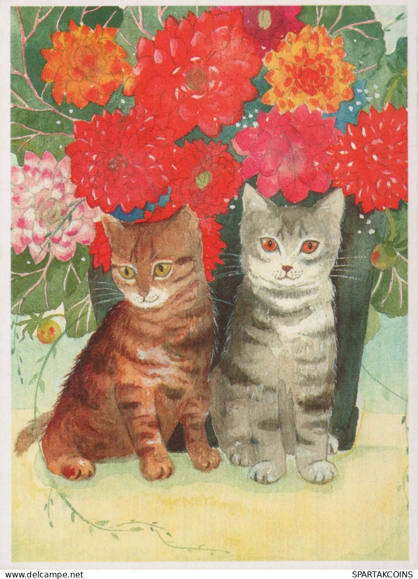 KATZE MIEZEKATZE Tier Vintage Ansichtskarte Postkarte CPSM #PBQ982.A - Katzen