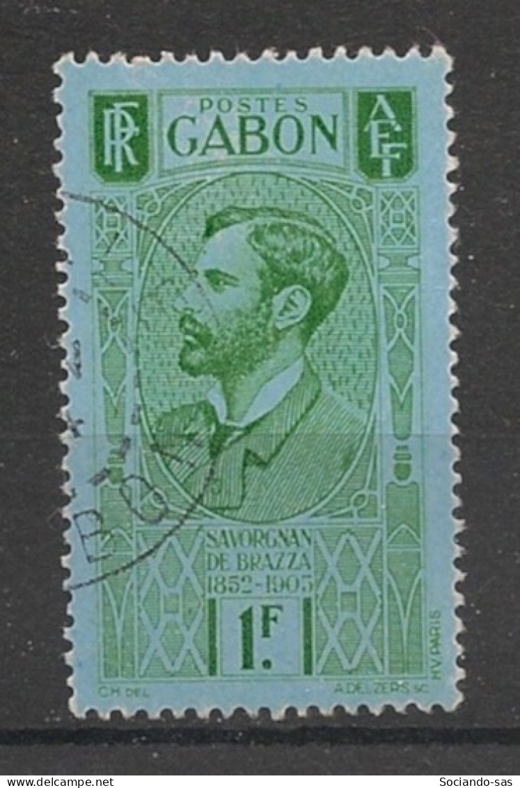 GABON - 1932-33 - N°YT. 140 - Brazza 1f Vert Sur Bleu - Oblitéré / Used - Gebraucht