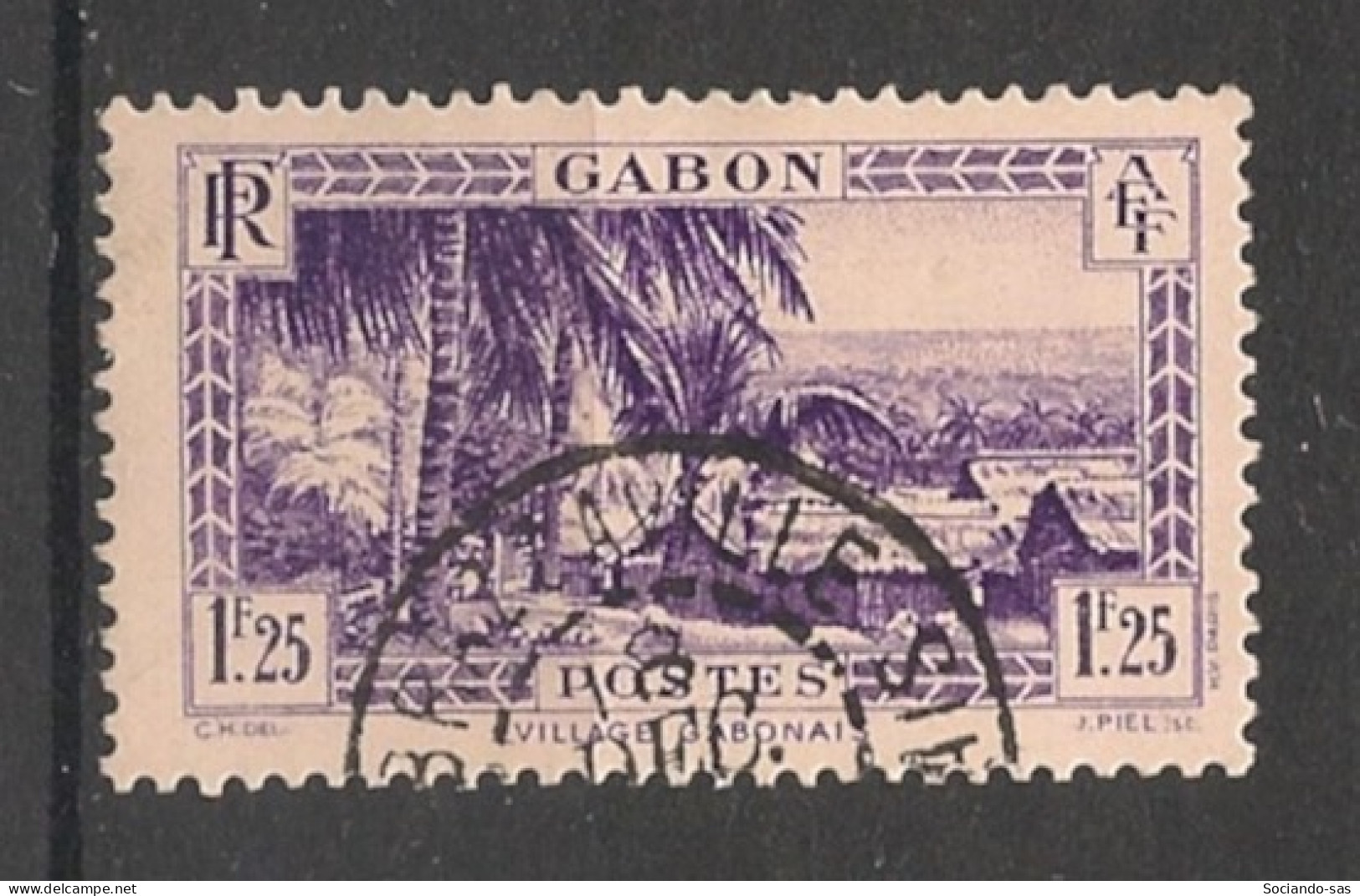 GABON - 1932-33 - N°YT. 140A - Village Gabonais 1f25 Violet - Oblitéré / Used - Gebraucht