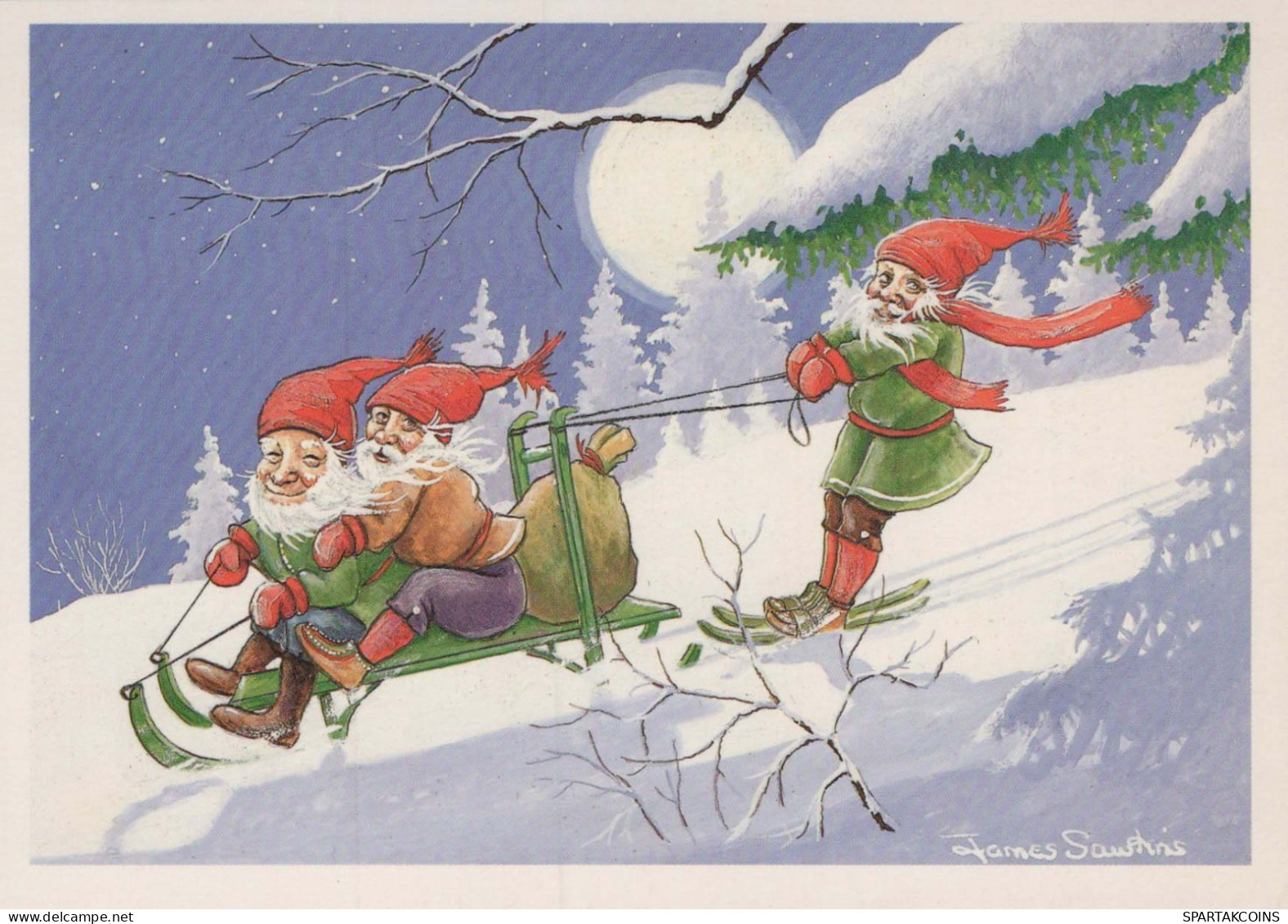 PÈRE NOËL Bonne Année Noël GNOME Vintage Carte Postale CPSM #PBL656.A - Santa Claus