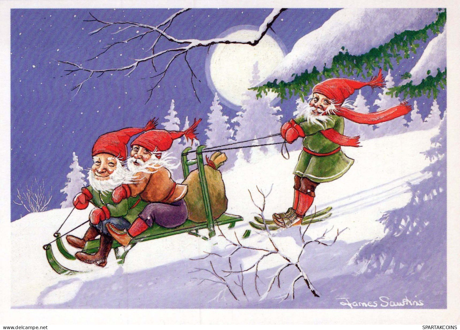 PÈRE NOËL Bonne Année Noël GNOME Vintage Carte Postale CPSM #PBL656.A - Santa Claus