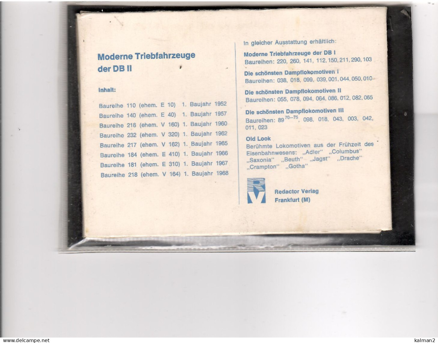 16698 - FOLDER " MODERNE TRIEBFAHRZEUGE DER DB " -  8 COLORCARDS NUOVE - Trenes