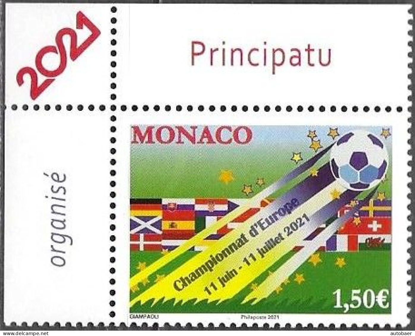 Monaco 2021 Football Championship Championnat Michel No. 3533 ** Neuf MNH Postfrisch - Unused Stamps