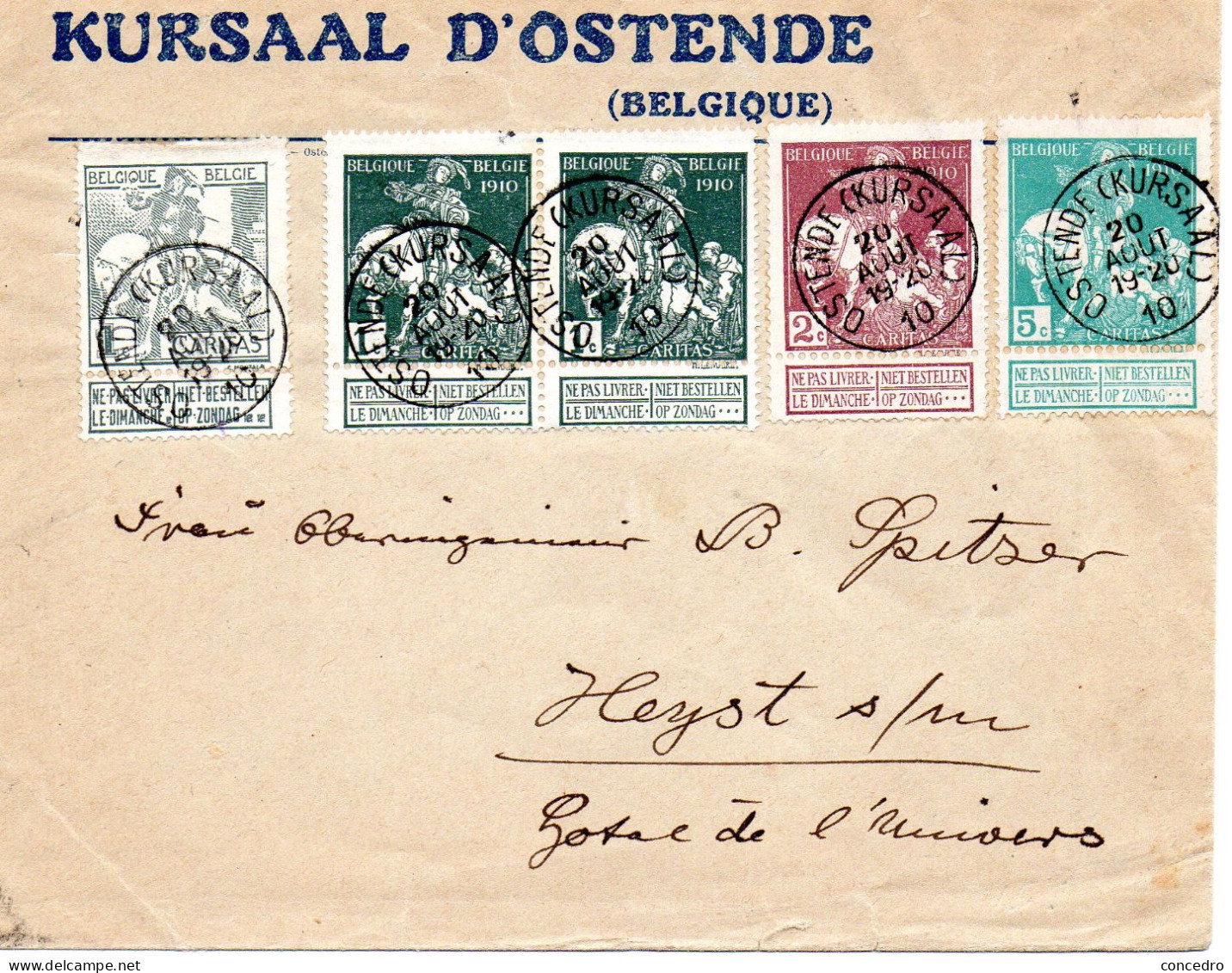 Enveloppe De POSTE AERIENNE BELGE 1910 - Brieven En Documenten
