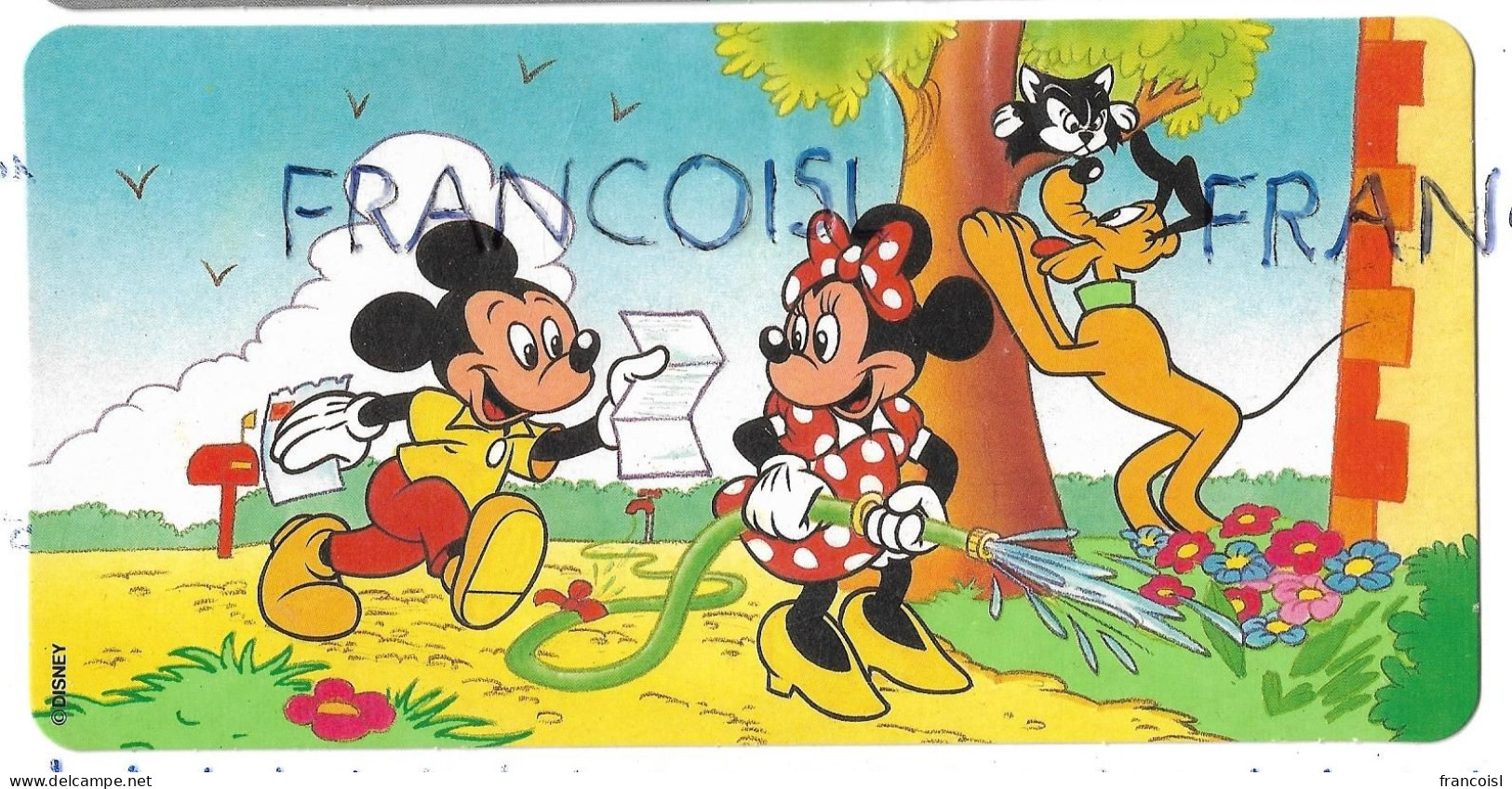 Mickey Apporte Une Lettre, Minnie, Pluto Et Un Chat Au Jardin - Comicfiguren