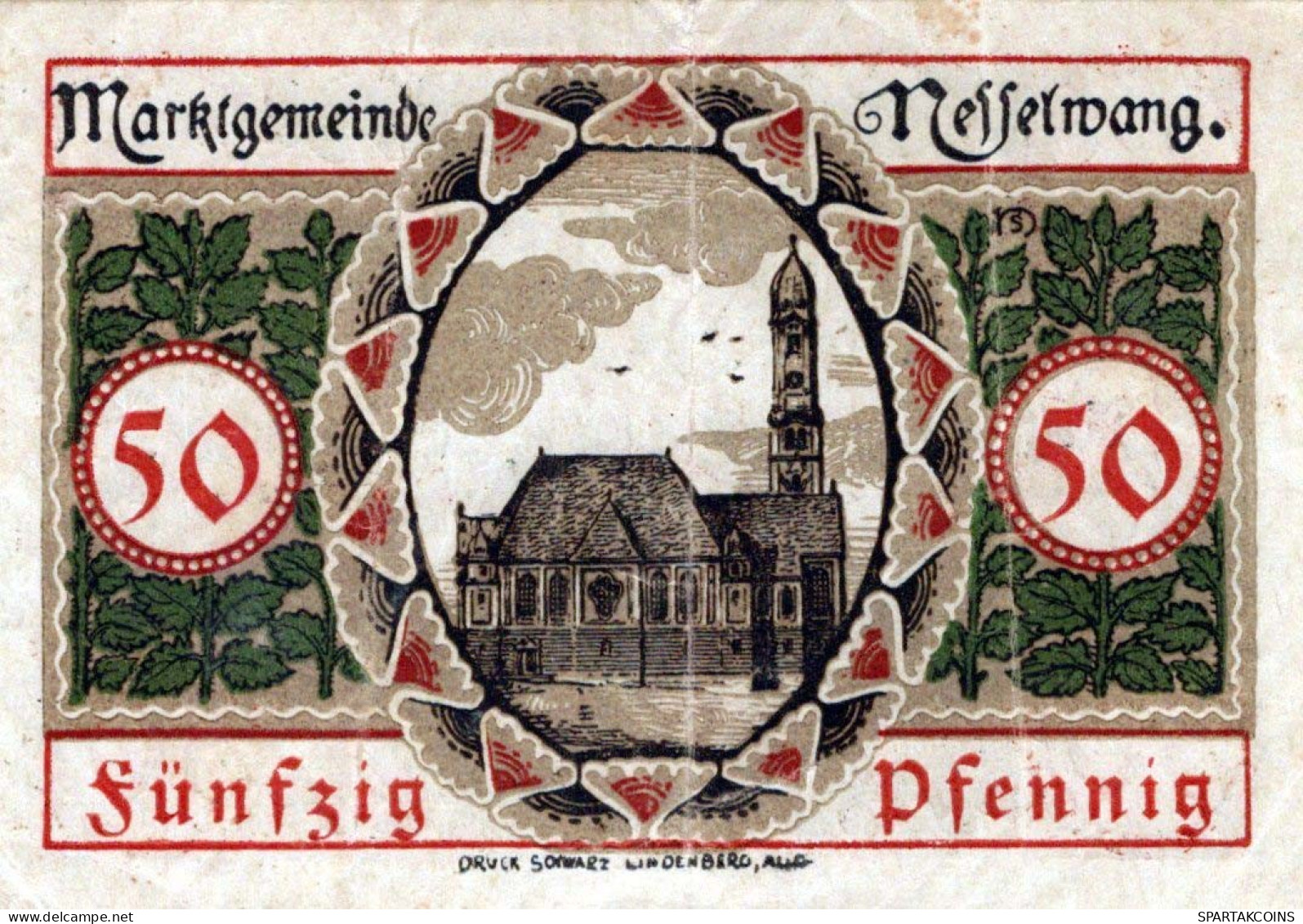 50 PFENNIG 1918 Stadt NESSELWANG Bavaria DEUTSCHLAND Notgeld Banknote #PI195 - [11] Local Banknote Issues