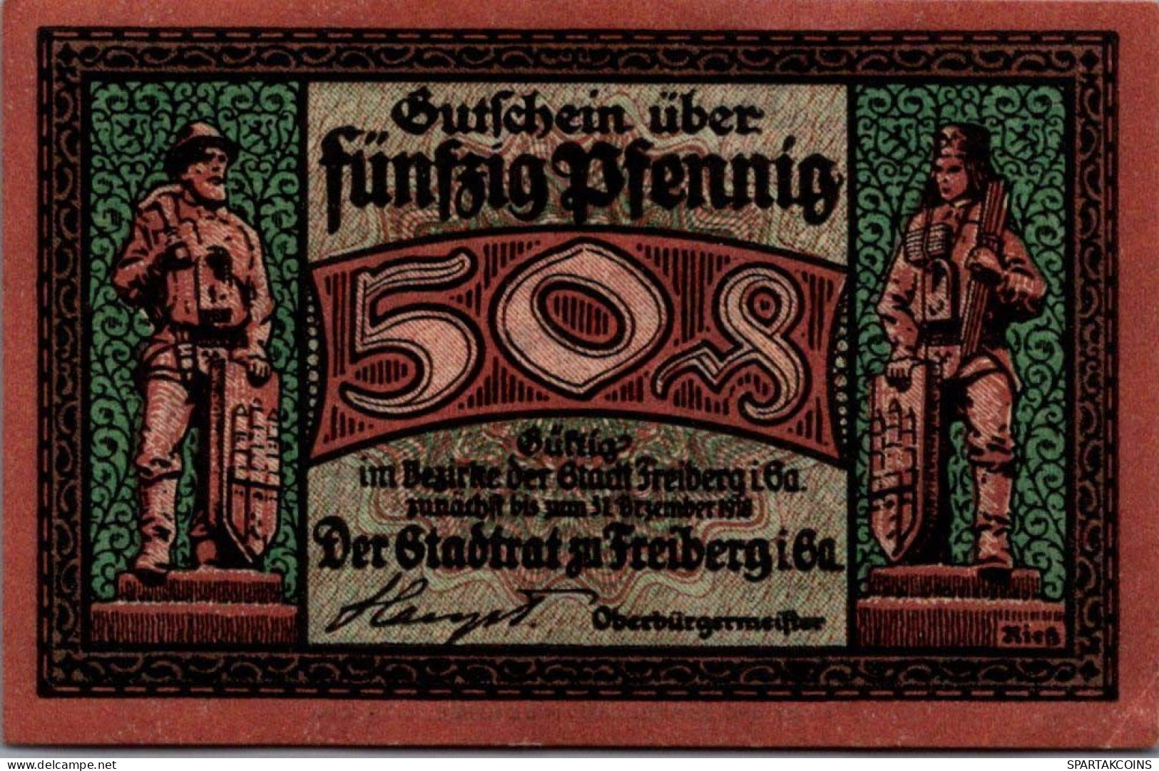 50 PFENNIG 1918 Stadt FREIBERG Saxony UNC DEUTSCHLAND Notgeld Banknote #PC331 - [11] Emissions Locales