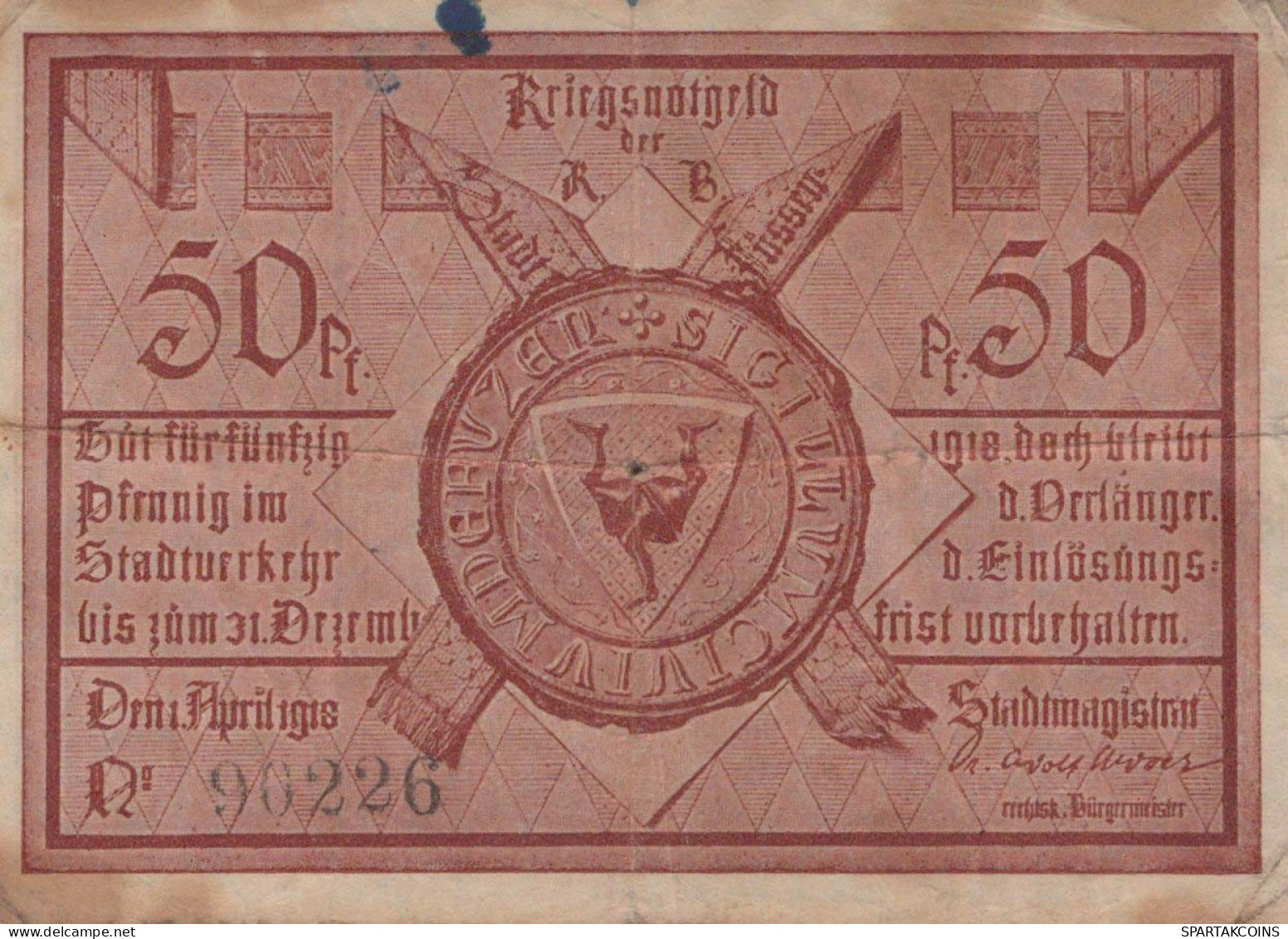 50 PFENNIG 1918 Stadt FÜSSEN Bavaria DEUTSCHLAND Notgeld Banknote #PD443 - [11] Local Banknote Issues