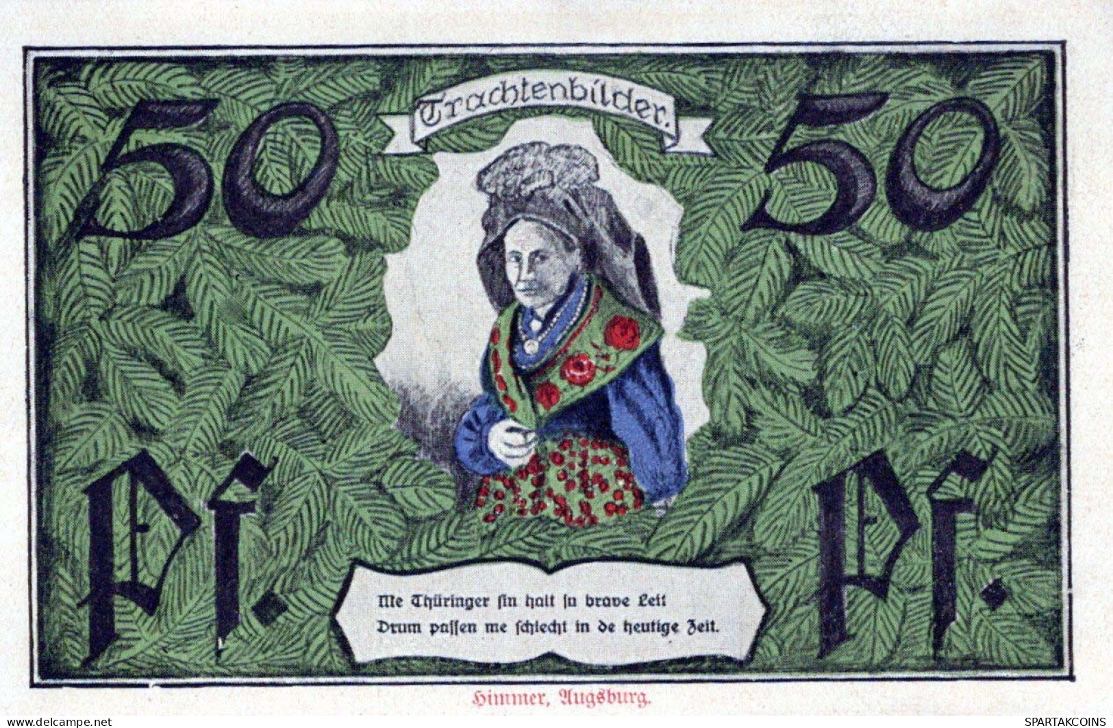 50 PFENNIG 1921 Stadt ERFURT Saxony UNC DEUTSCHLAND Notgeld Banknote #PB322 - [11] Local Banknote Issues