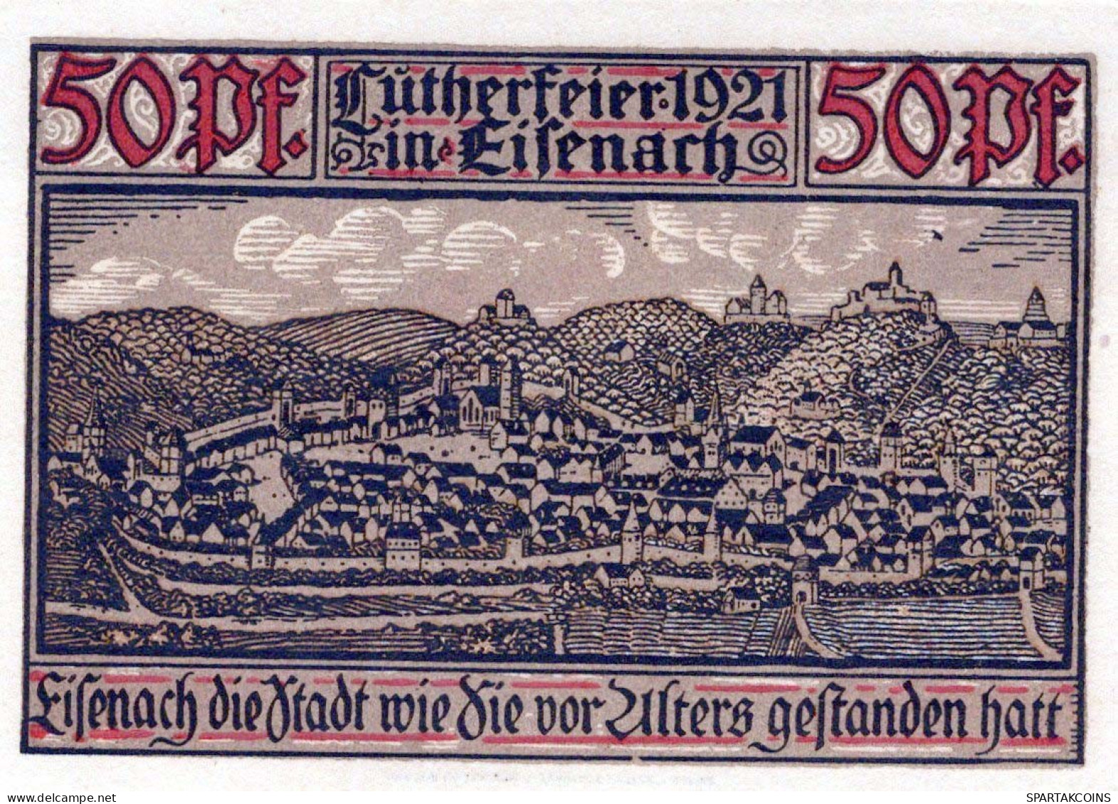 50 PFENNIG 1921 Stadt EISENACH Thuringia UNC DEUTSCHLAND Notgeld Banknote #PC412 - Lokale Ausgaben