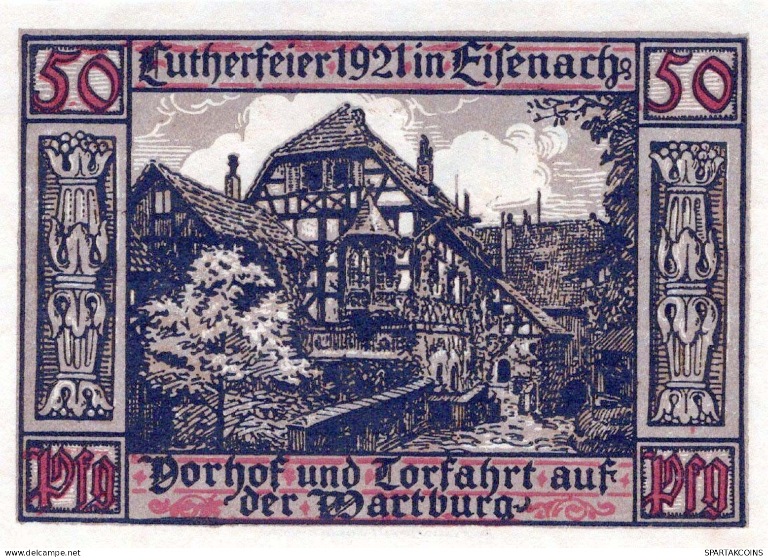 50 PFENNIG 1921 Stadt EISENACH Thuringia UNC DEUTSCHLAND Notgeld Banknote #PB118 - [11] Lokale Uitgaven