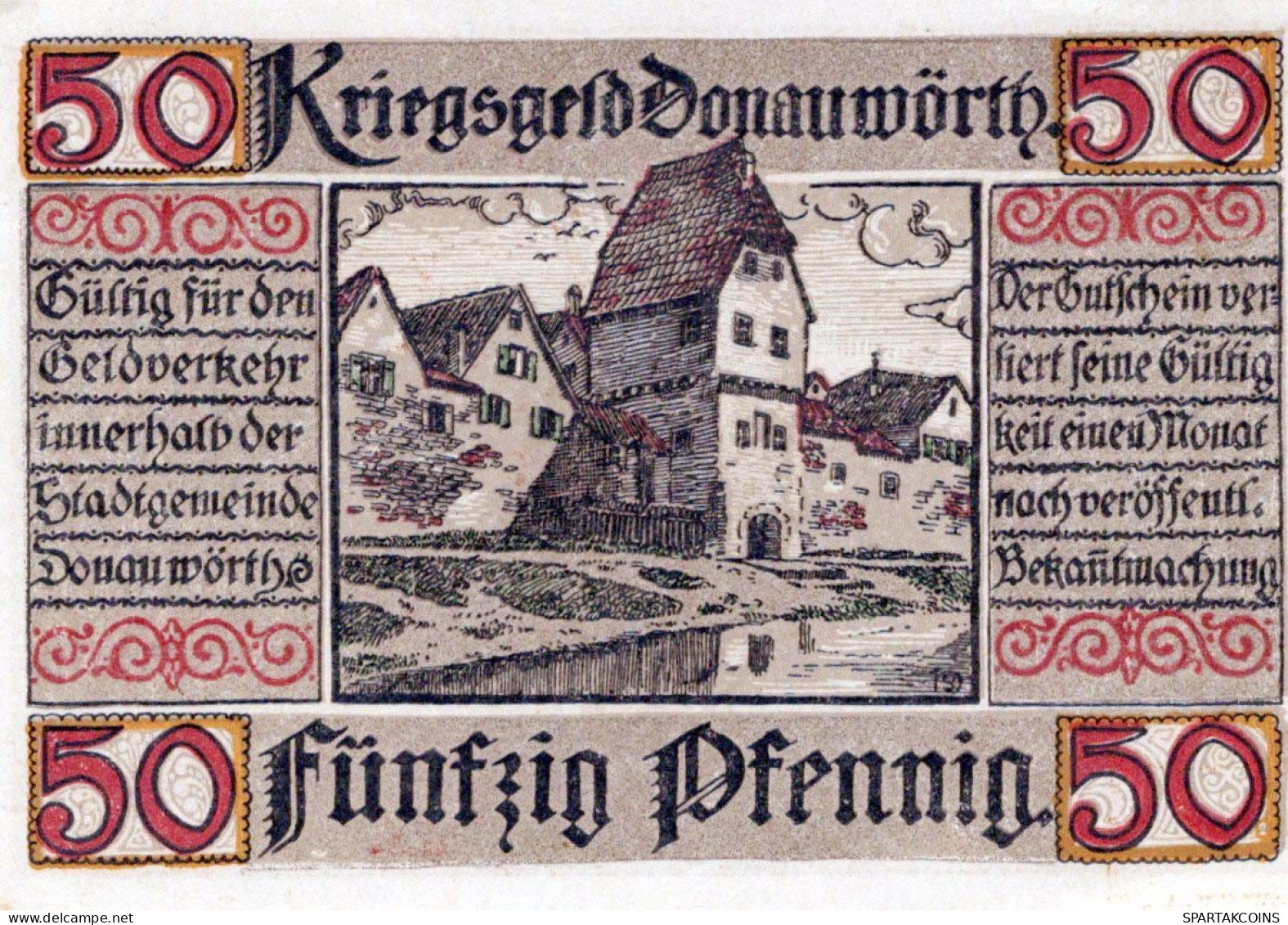 50 PFENNIG 1921 Stadt DONAUWoRTH Bavaria UNC DEUTSCHLAND Notgeld Banknote #PH605 - Lokale Ausgaben