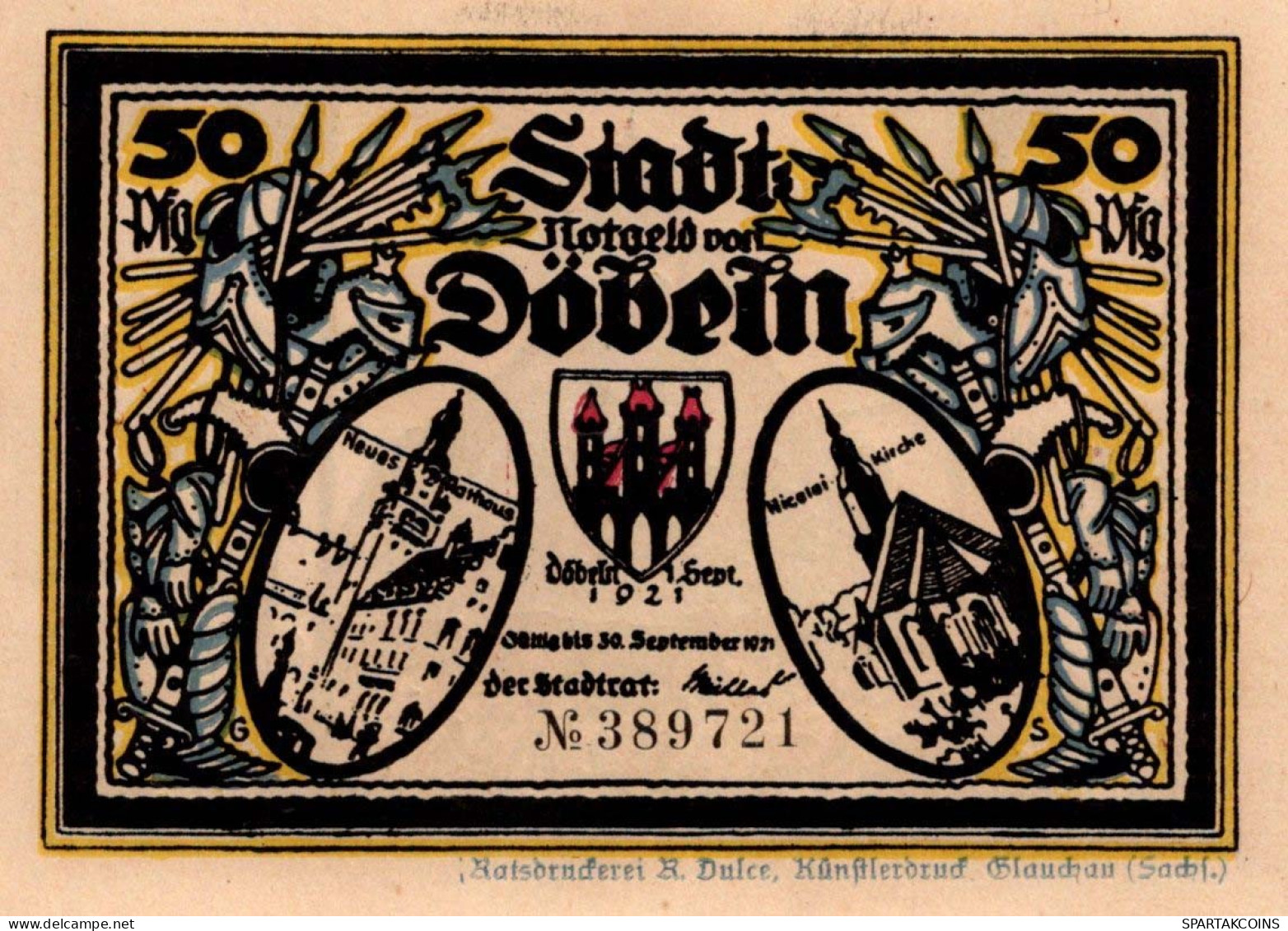 50 PFENNIG 1921 Stadt DoBELN Saxony UNC DEUTSCHLAND Notgeld Banknote #PA478 - [11] Local Banknote Issues