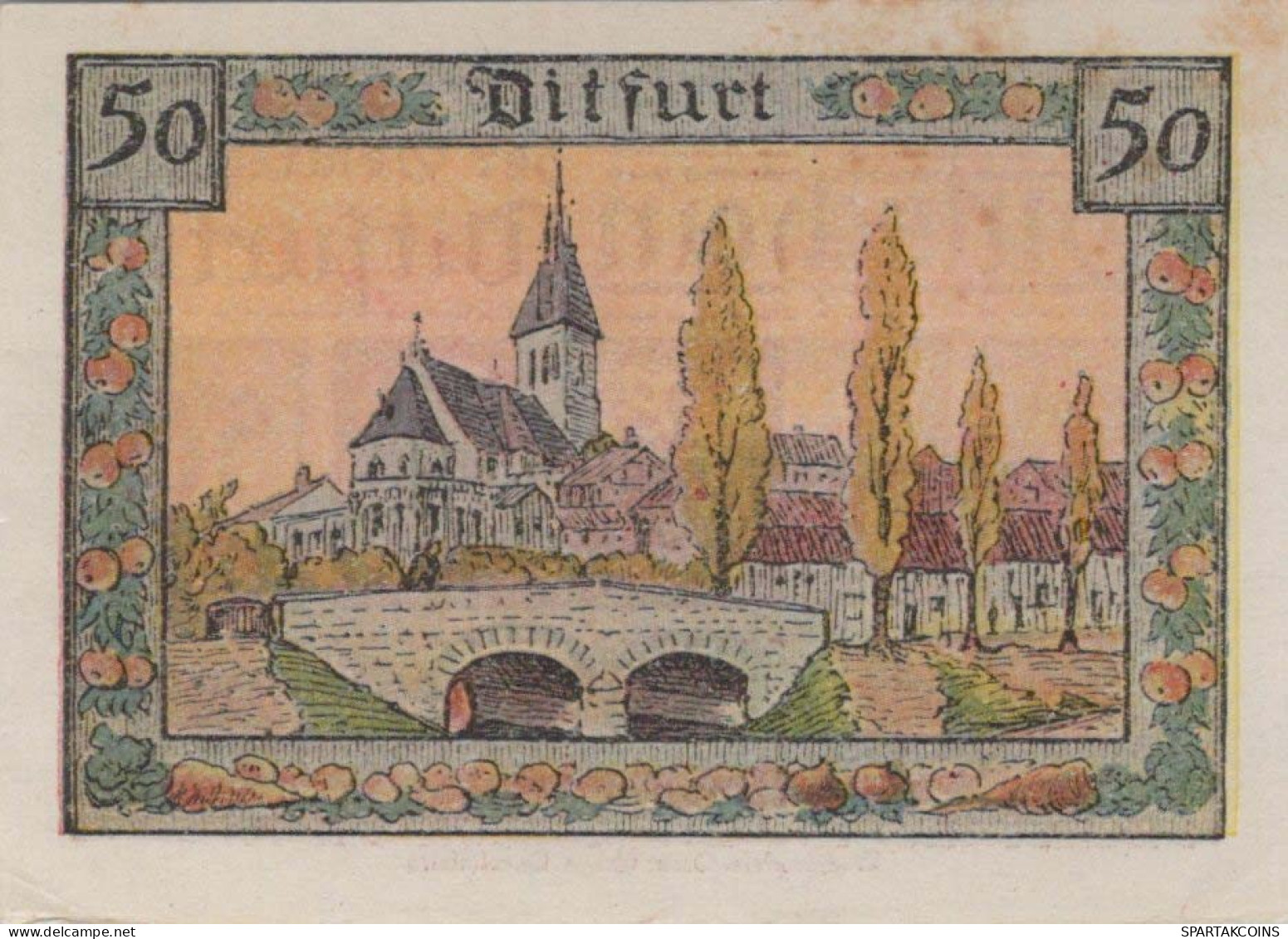 50 PFENNIG 1921 Stadt DITFURT Saxony UNC DEUTSCHLAND Notgeld Banknote #PA466 - Lokale Ausgaben