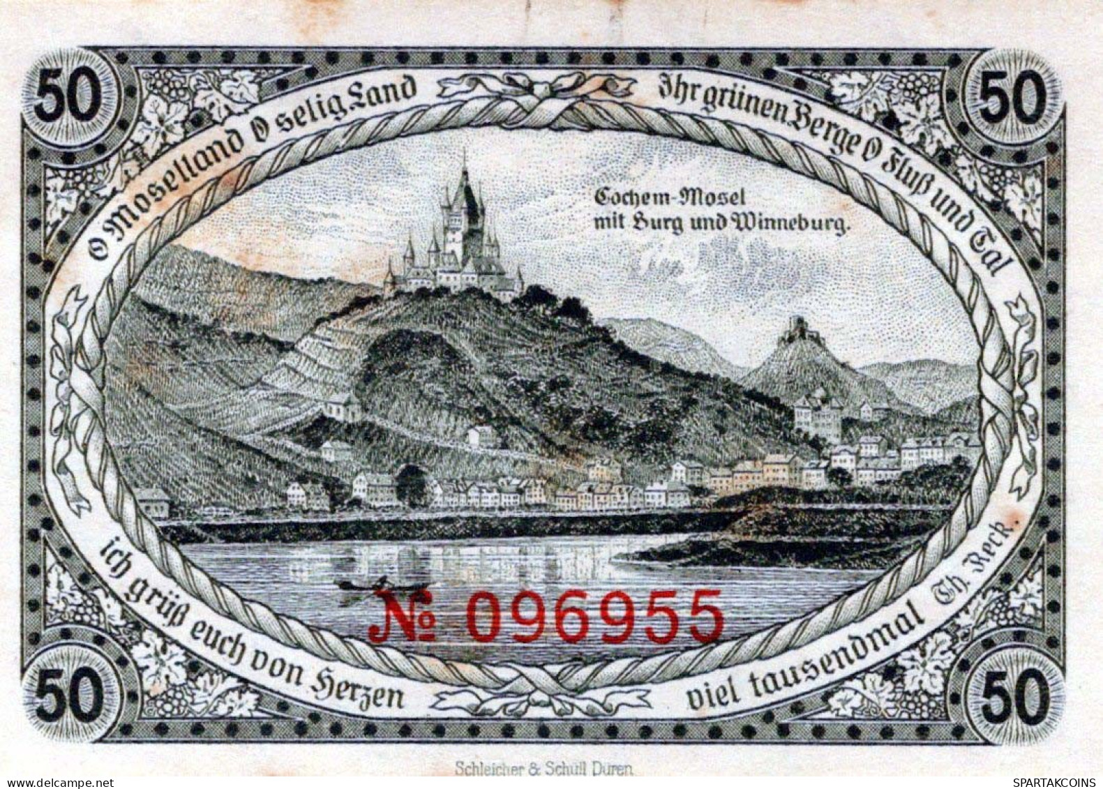 50 PFENNIG 1921 Stadt COCHEM Rhine UNC DEUTSCHLAND Notgeld Banknote #PA398 - [11] Local Banknote Issues