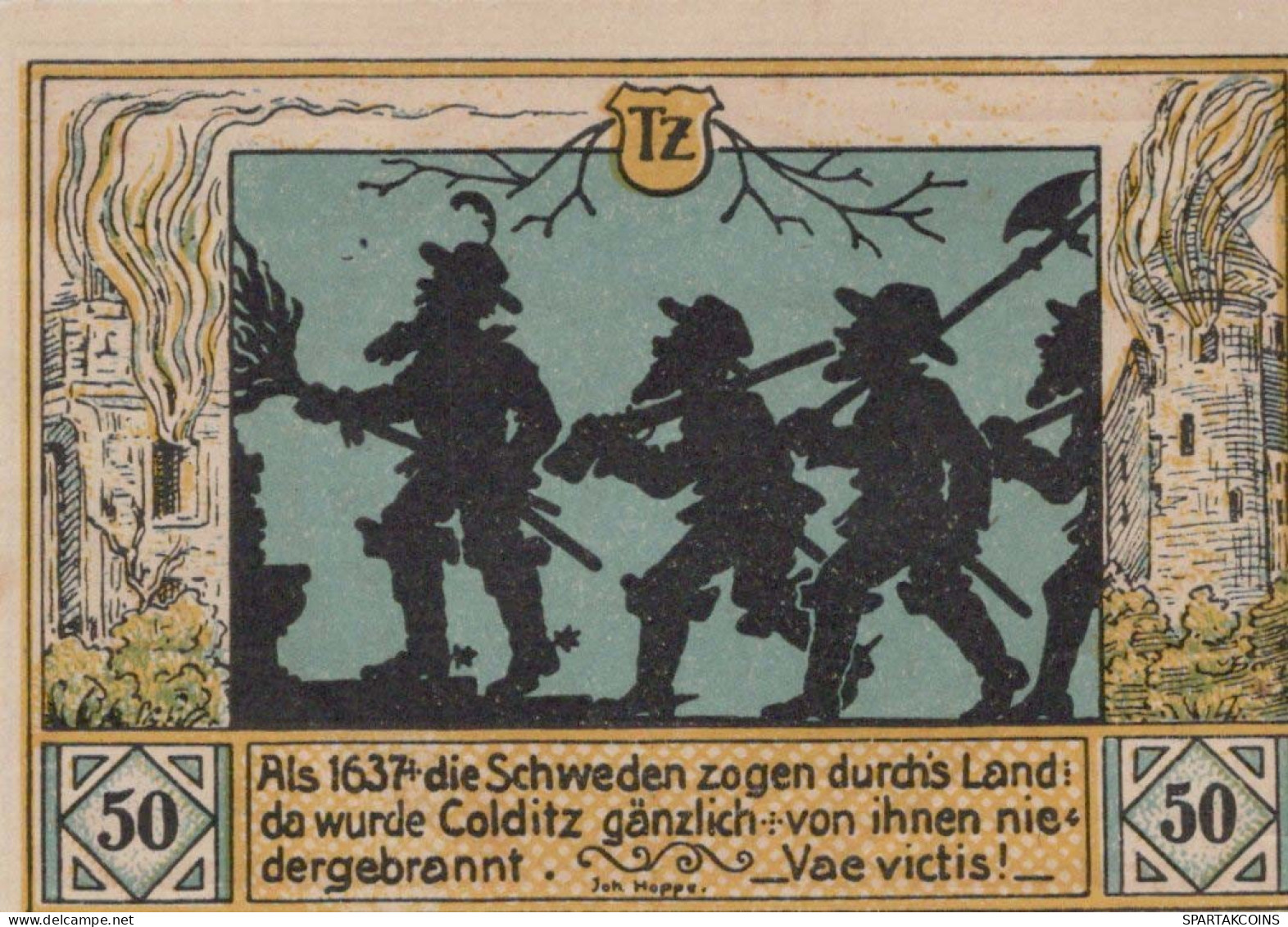 50 PFENNIG 1921 Stadt COLDITZ Saxony UNC DEUTSCHLAND Notgeld Banknote #PA400 - [11] Local Banknote Issues