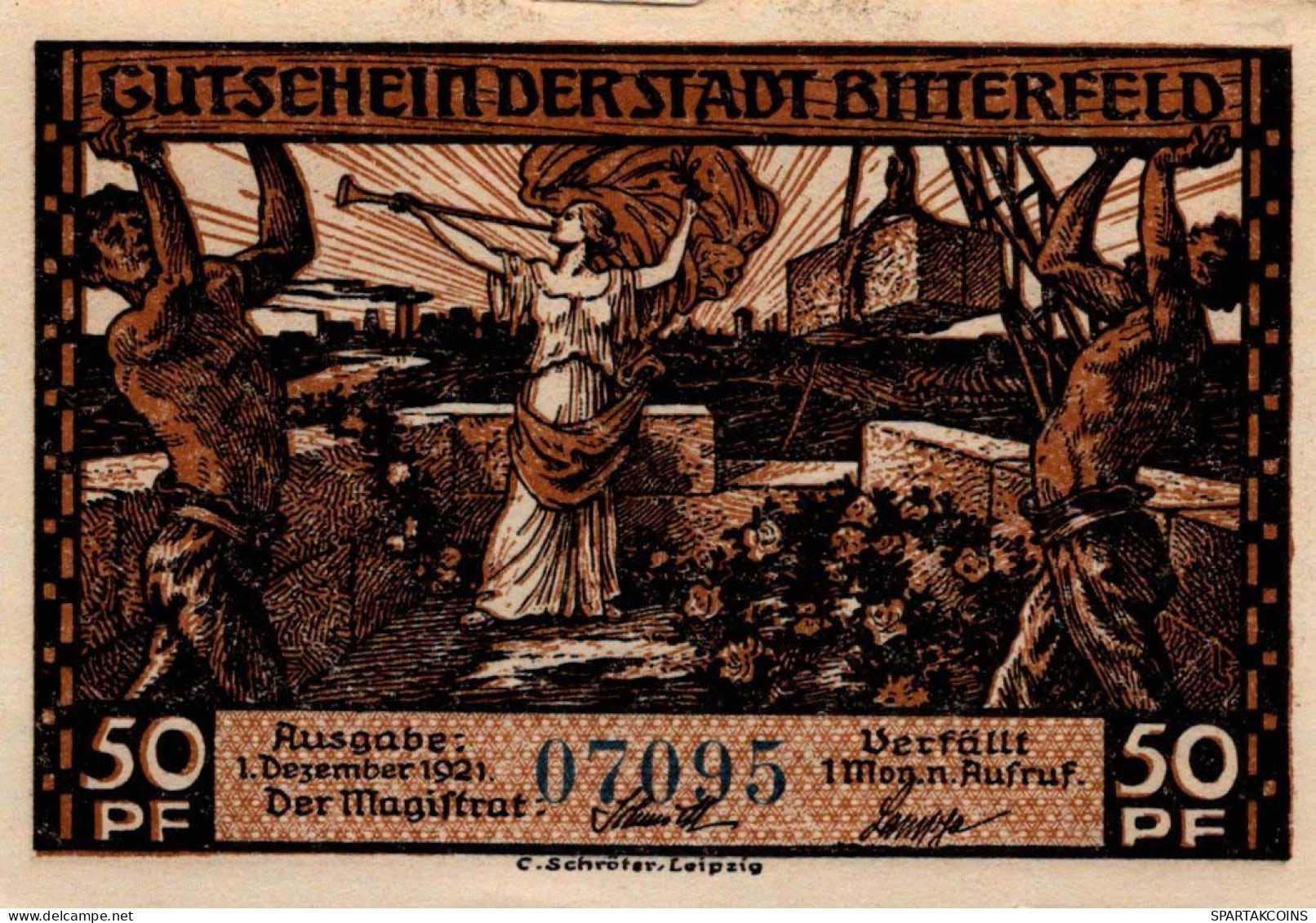 50 PFENNIG 1921 Stadt BITTERFIELD Westphalia UNC DEUTSCHLAND Notgeld #PA223 - [11] Emissioni Locali