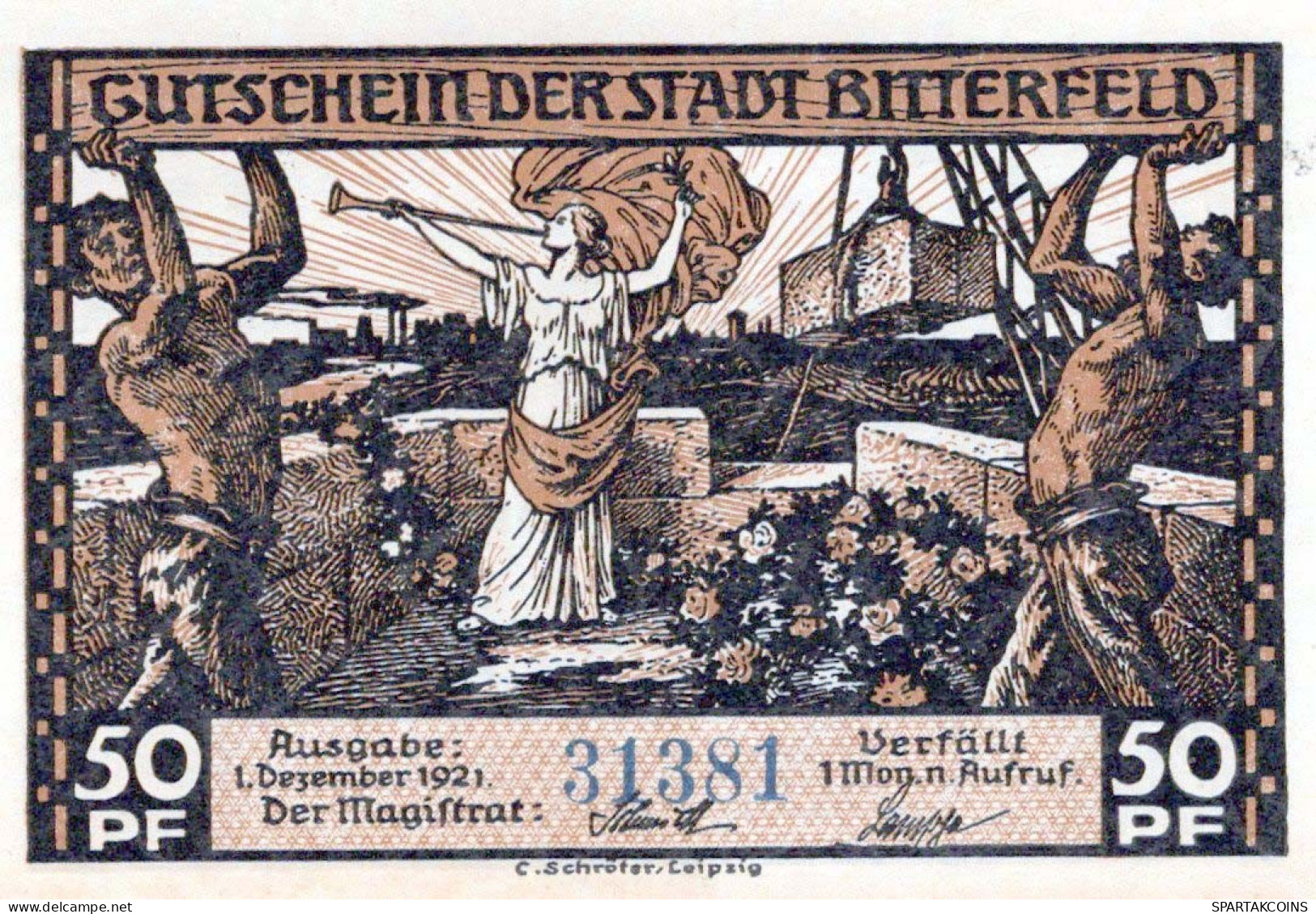 50 PFENNIG 1921 Stadt BITTERFELD Saxony UNC DEUTSCHLAND Notgeld Banknote #PI474 - [11] Emissioni Locali