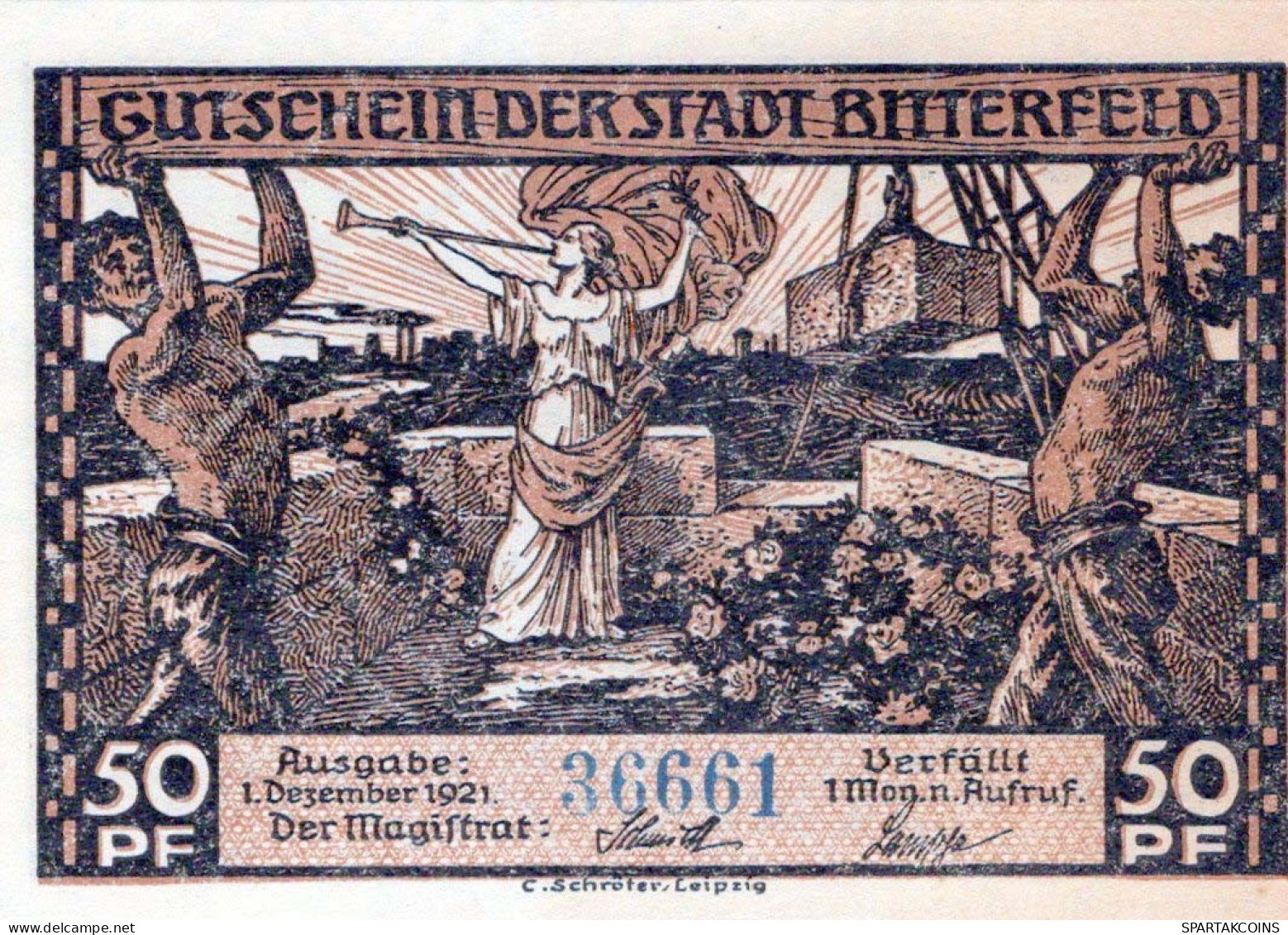 50 PFENNIG 1921 Stadt BITTERFELD Saxony DEUTSCHLAND Notgeld Banknote #PF735 - Lokale Ausgaben