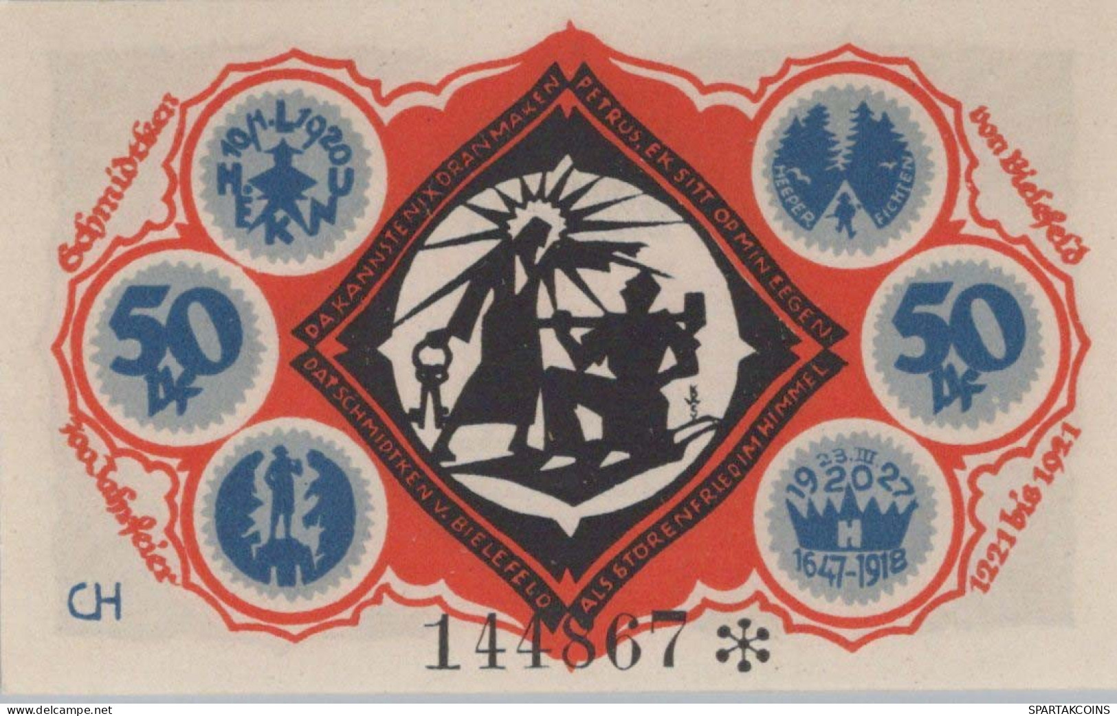 50 PFENNIG 1921 Stadt BIELEFELD Westphalia UNC DEUTSCHLAND Notgeld #PA216 - Lokale Ausgaben