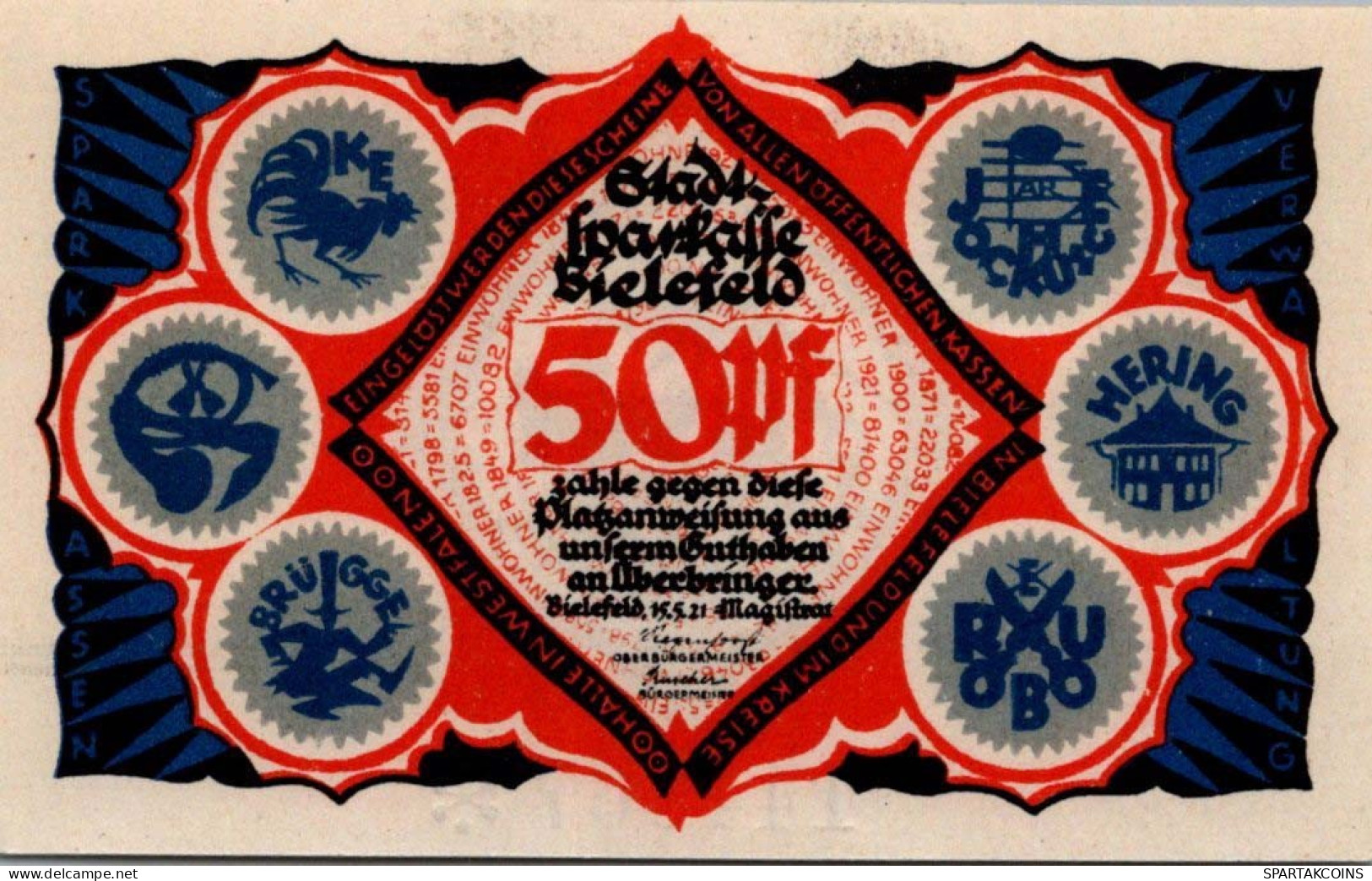 50 PFENNIG 1921 Stadt BIELEFELD Westphalia UNC DEUTSCHLAND Notgeld #PA216 - Lokale Ausgaben