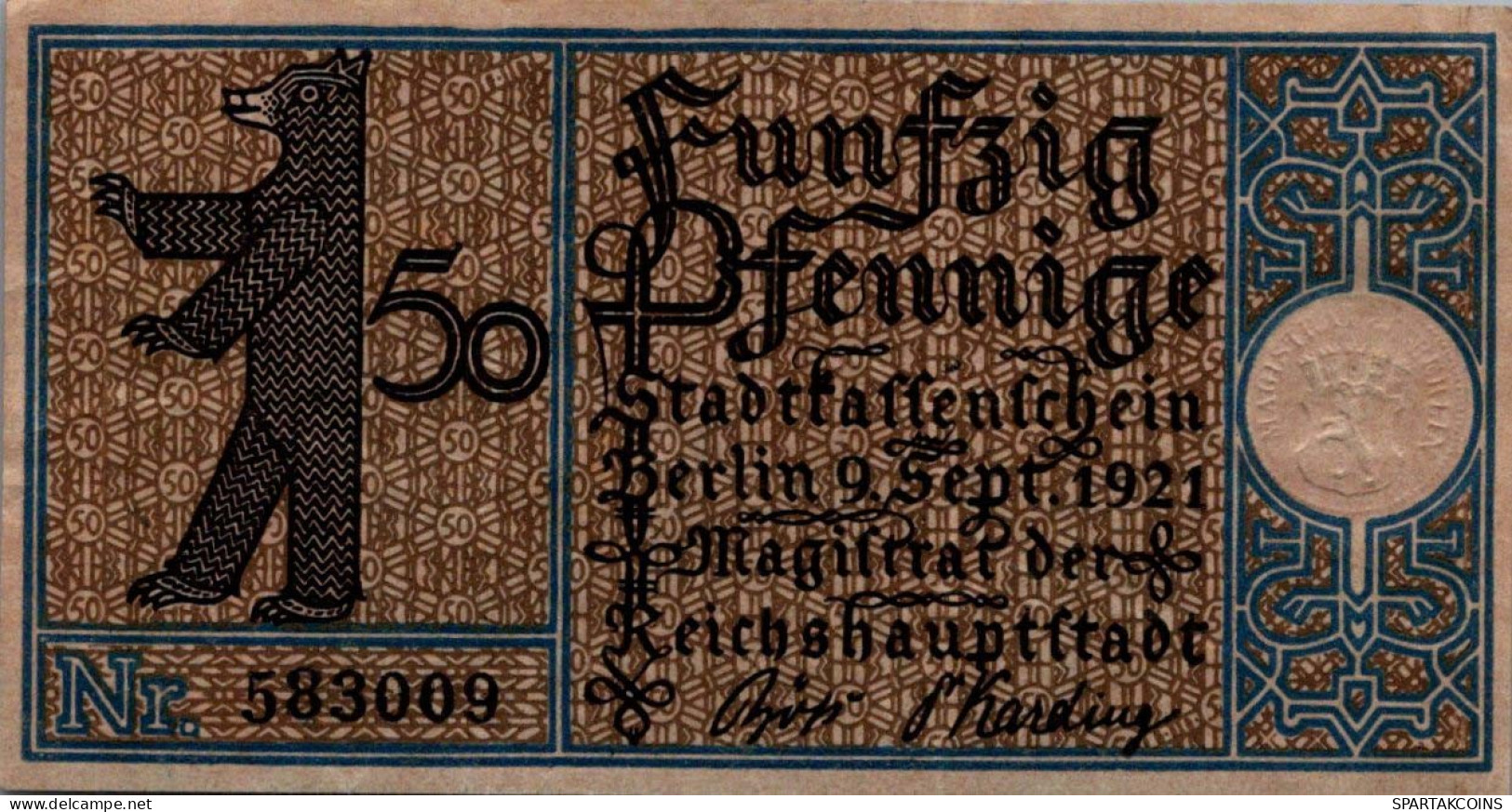 50 PFENNIG 1921 Stadt BERLIN UNC DEUTSCHLAND Notgeld Banknote #PH747 - [11] Emissioni Locali