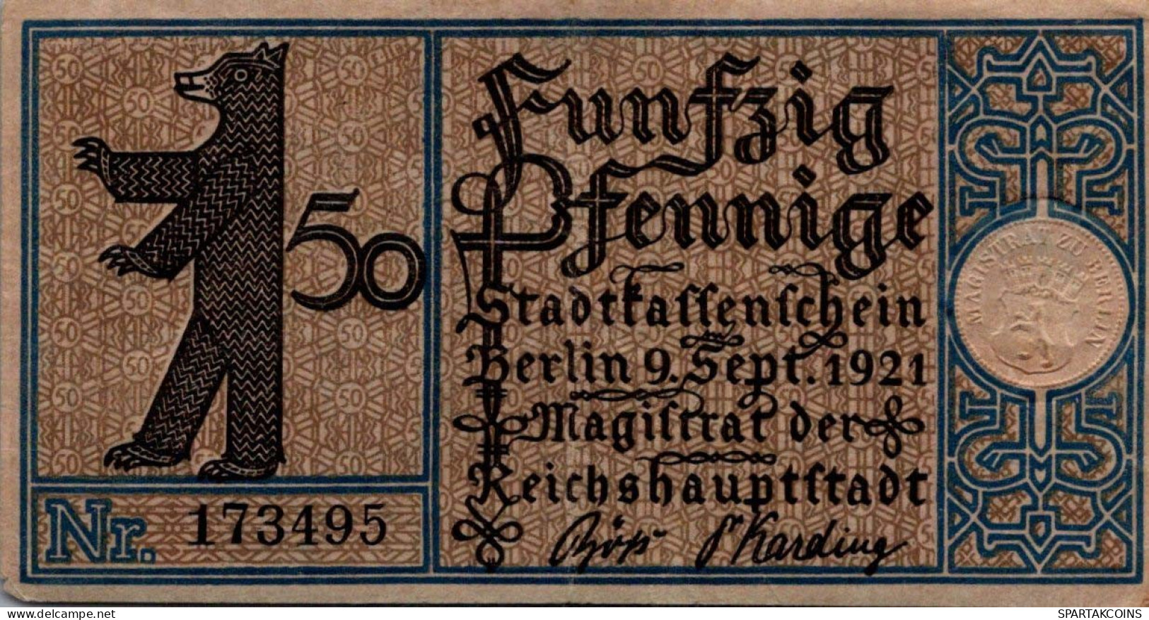 50 PFENNIG 1921 Stadt BERLIN UNC DEUTSCHLAND Notgeld Banknote #PH745 - [11] Emissioni Locali