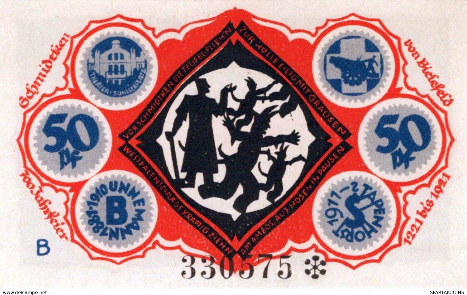 50 PFENNIG 1921 Stadt BIELEFELD Westphalia UNC DEUTSCHLAND Notgeld #PA214 - [11] Lokale Uitgaven