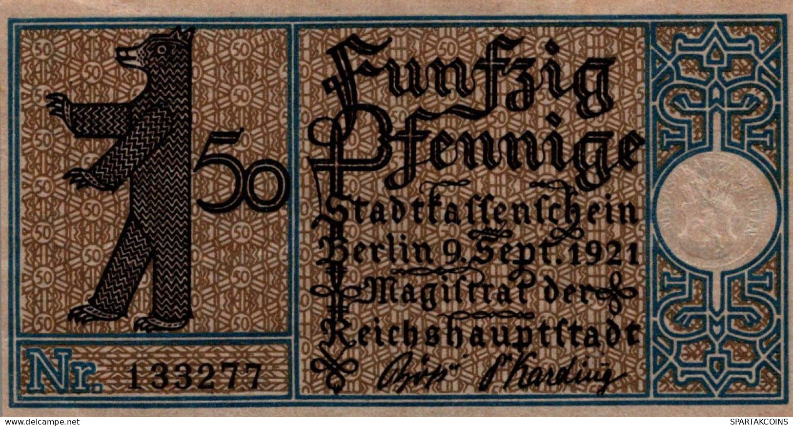 50 PFENNIG 1921 Stadt BERLIN UNC DEUTSCHLAND Notgeld Banknote #PH744 - [11] Emissioni Locali