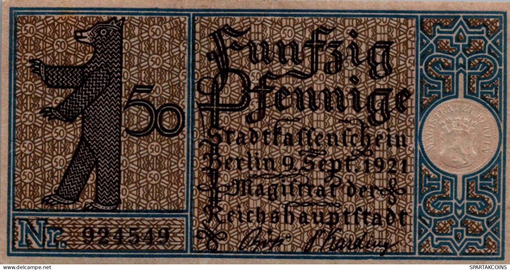 50 PFENNIG 1921 Stadt BERLIN UNC DEUTSCHLAND Notgeld Banknote #PH746 - [11] Emissions Locales