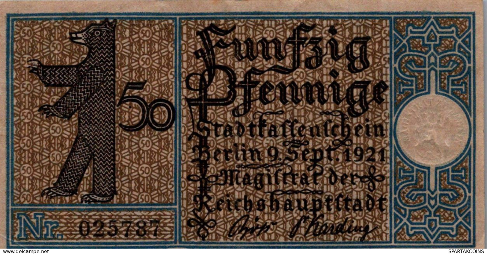 50 PFENNIG 1921 Stadt BERLIN UNC DEUTSCHLAND Notgeld Banknote #PH741 - [11] Emissioni Locali