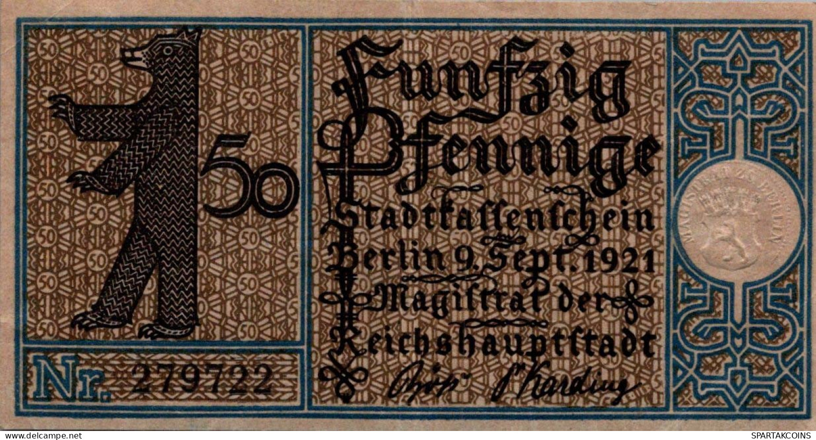 50 PFENNIG 1921 Stadt BERLIN UNC DEUTSCHLAND Notgeld Banknote #PH739 - [11] Local Banknote Issues