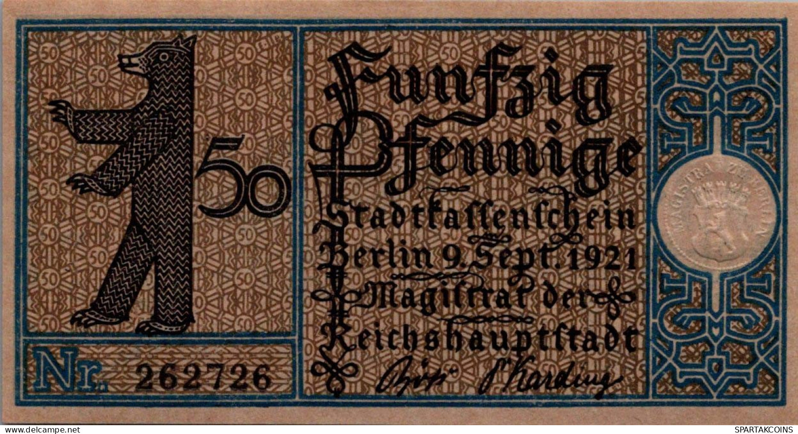 50 PFENNIG 1921 Stadt BERLIN UNC DEUTSCHLAND Notgeld Banknote #PA194 - [11] Local Banknote Issues