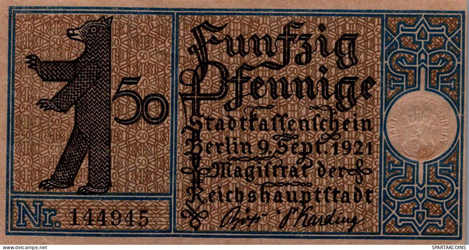 50 PFENNIG 1921 Stadt BERLIN UNC DEUTSCHLAND Notgeld Banknote #PA178.V - [11] Emissions Locales